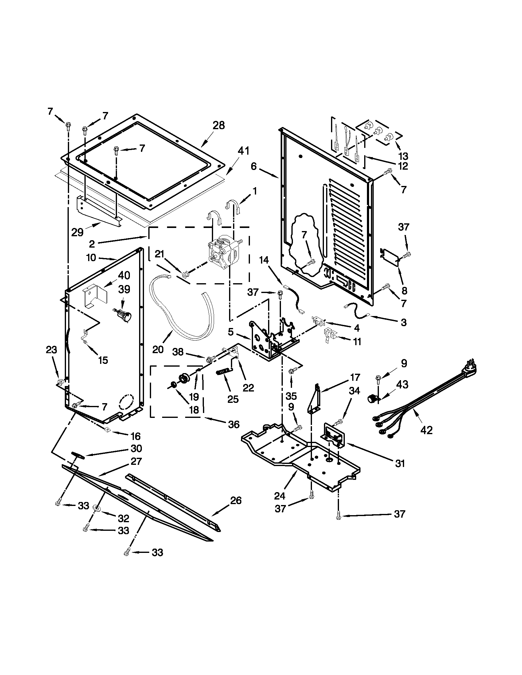 Dryer cabinet and motor parts