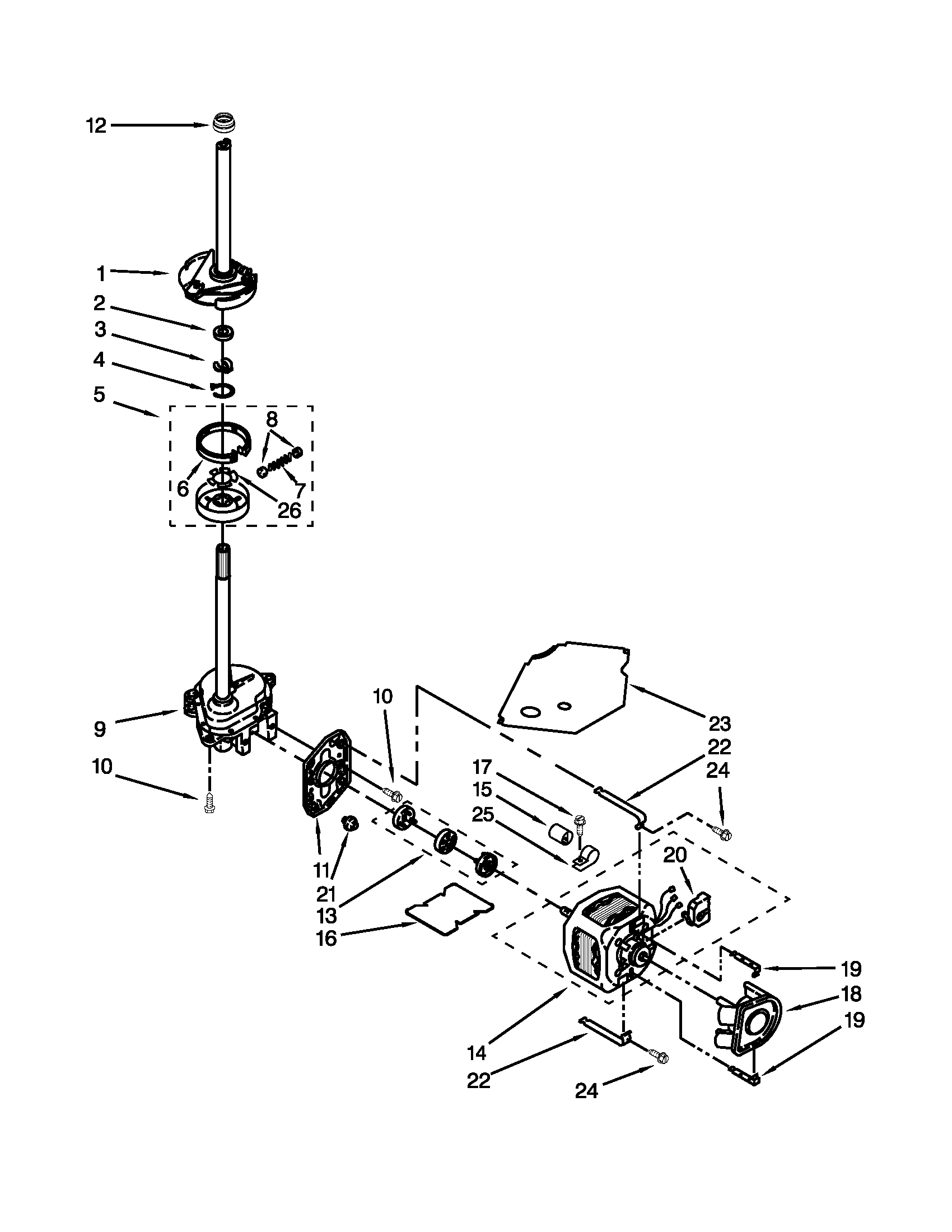 Brake, clutch, gearcase, motor and pump parts