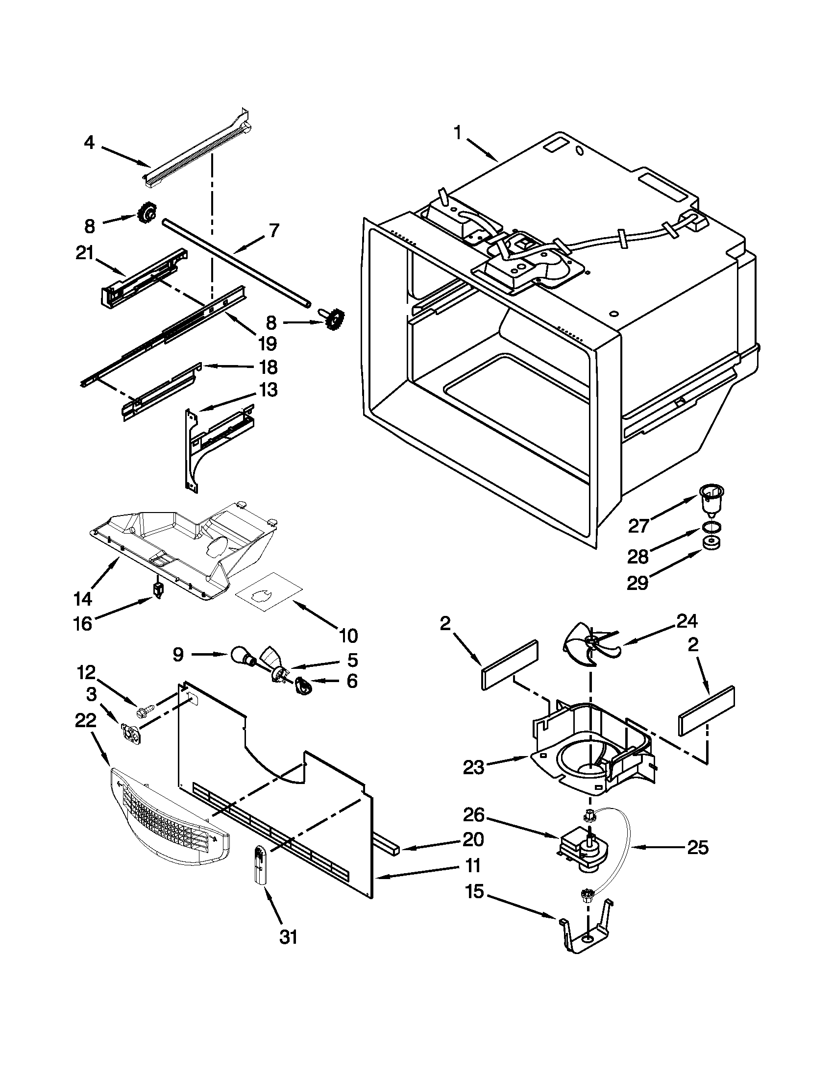 Freezer liner parts