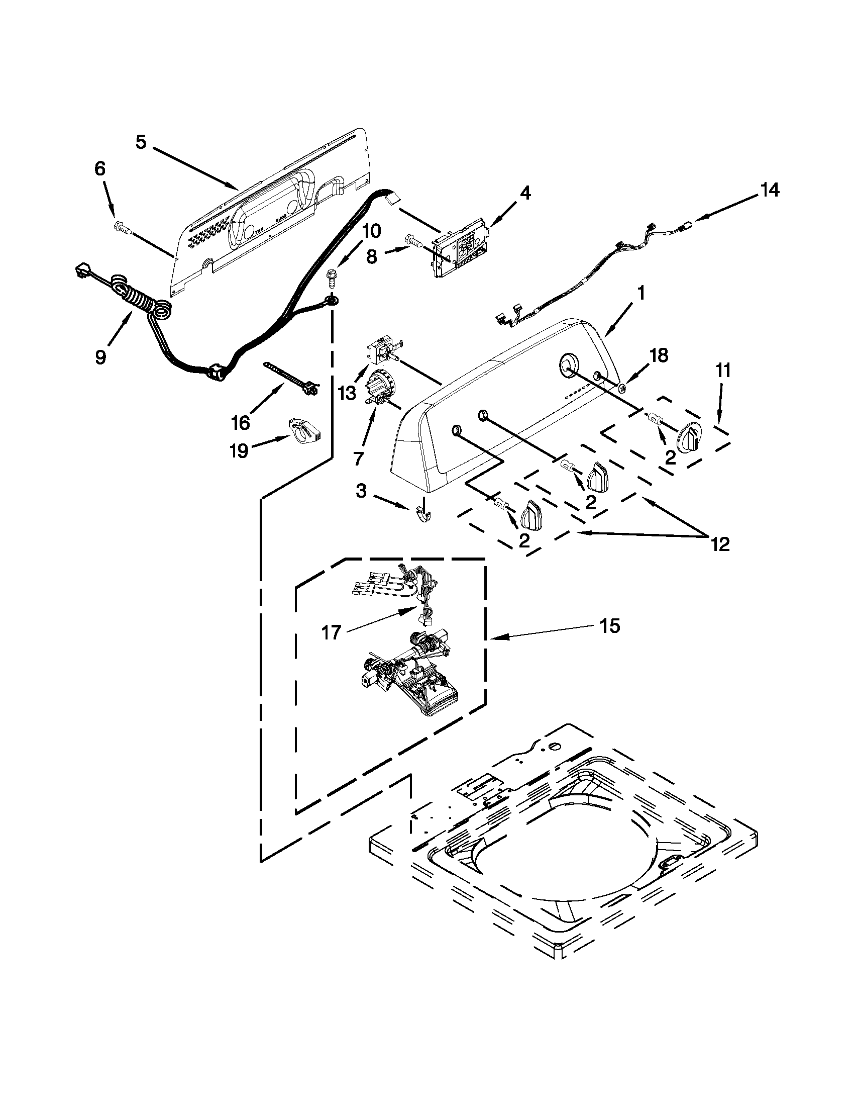 Controls and water inlet parts