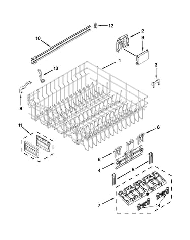 Upper rack and track parts