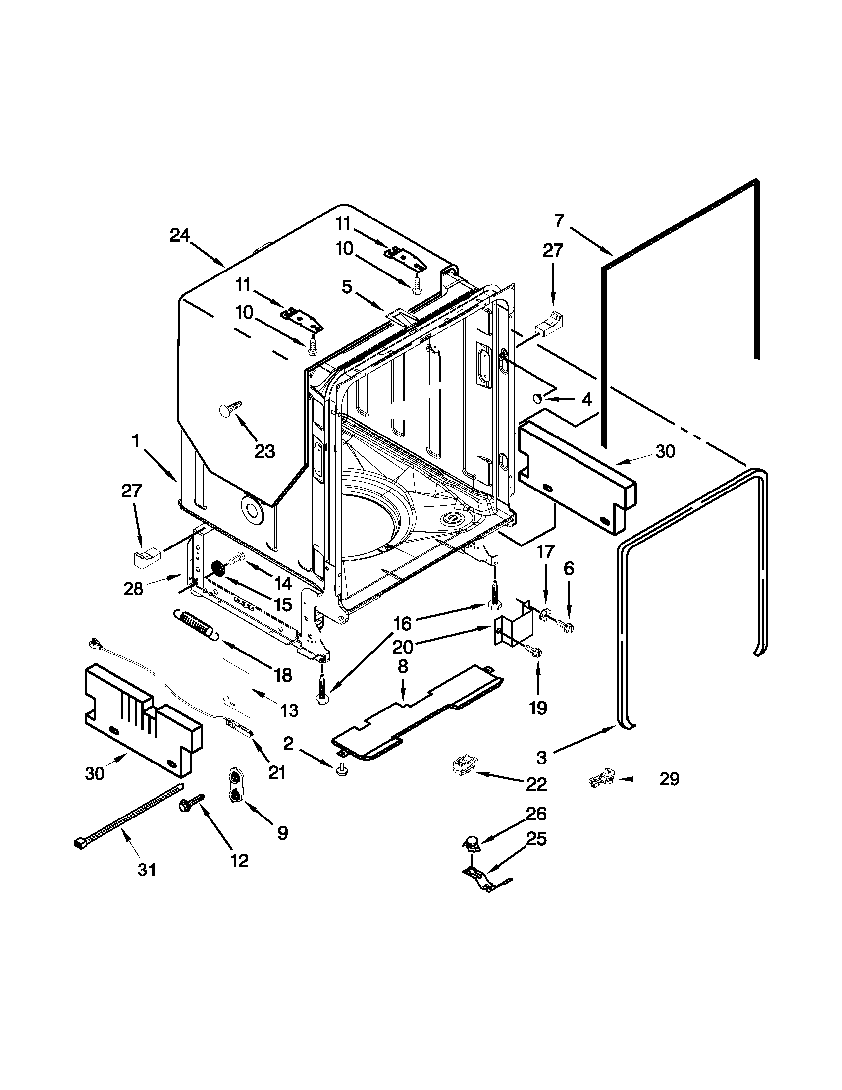 TUB AND FRAME PARTS