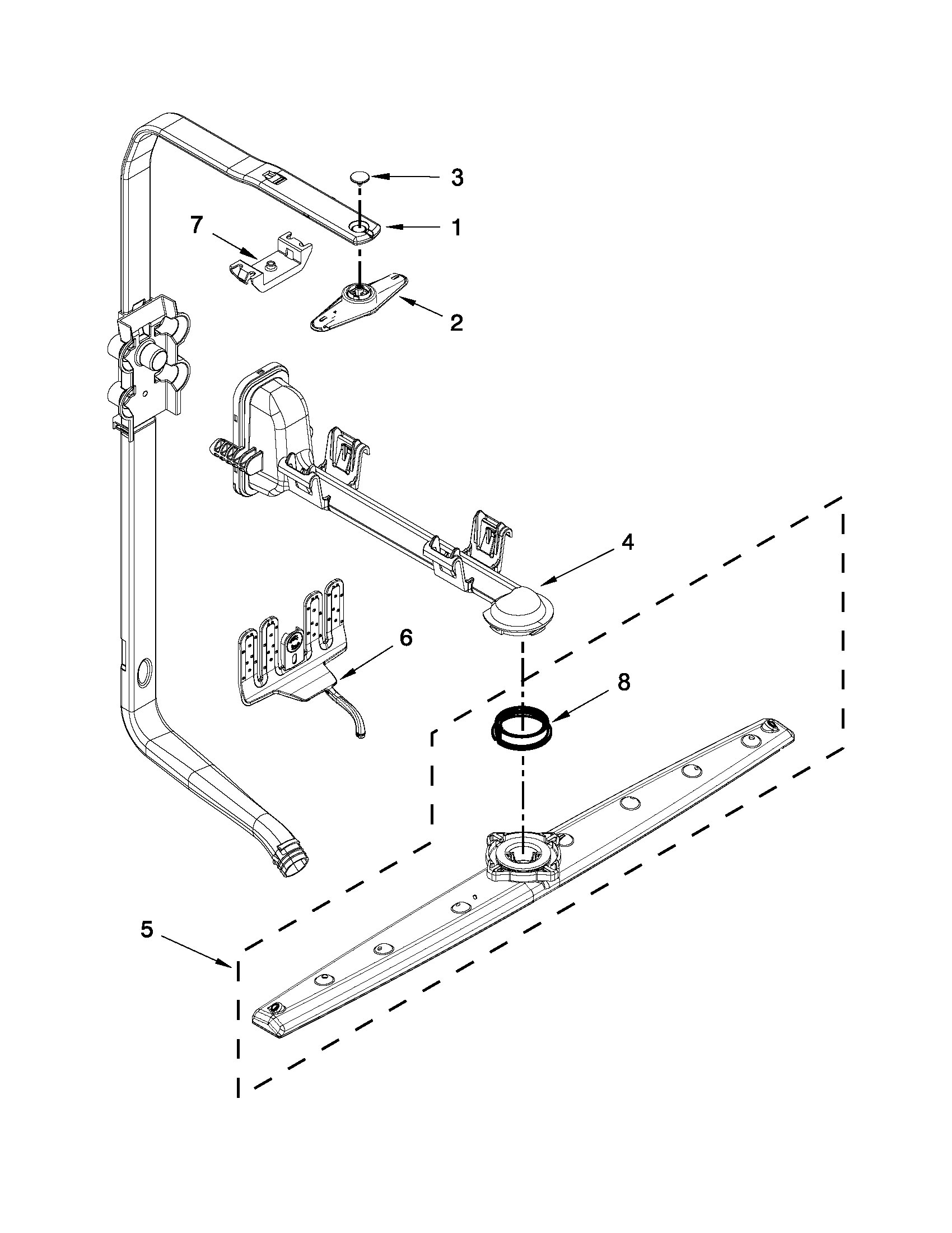 Upper wash and rinse parts