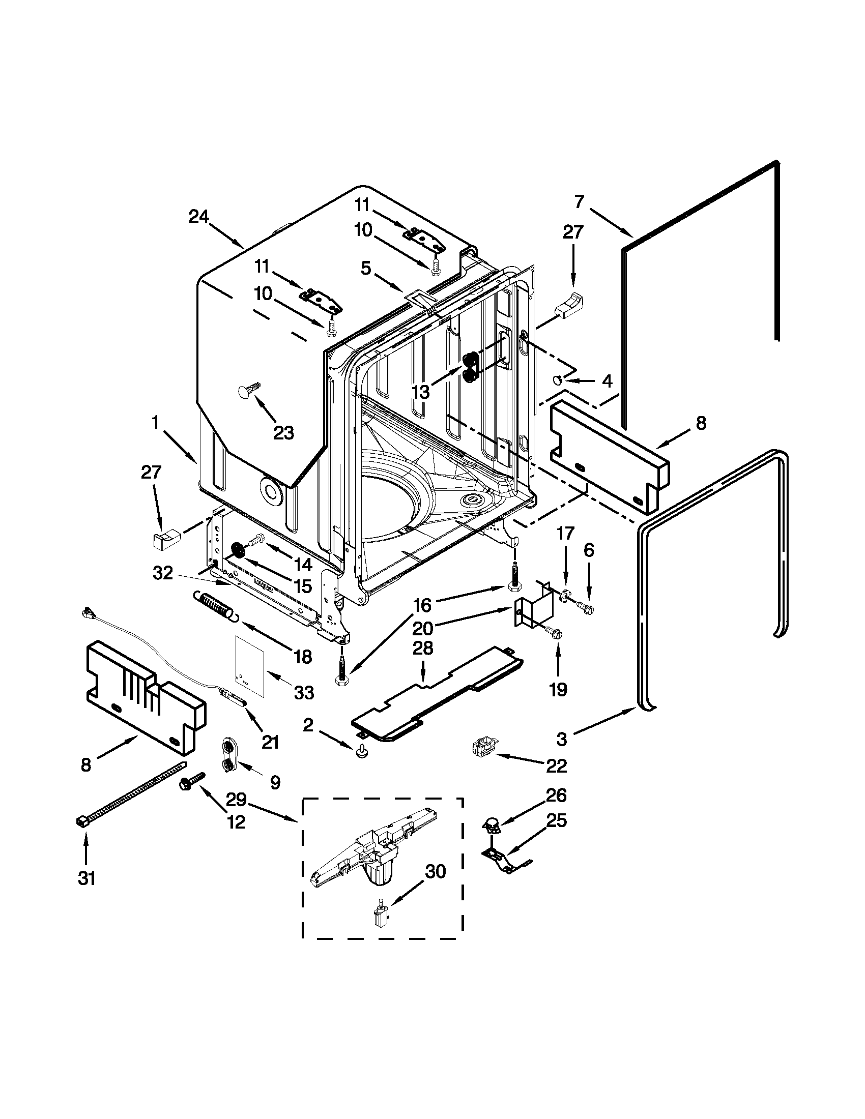 TUB AND FRAME PARTS