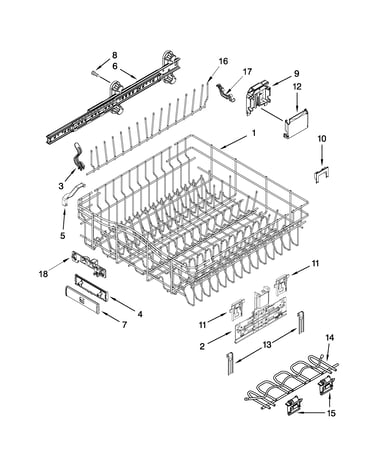 Upper rack and track parts