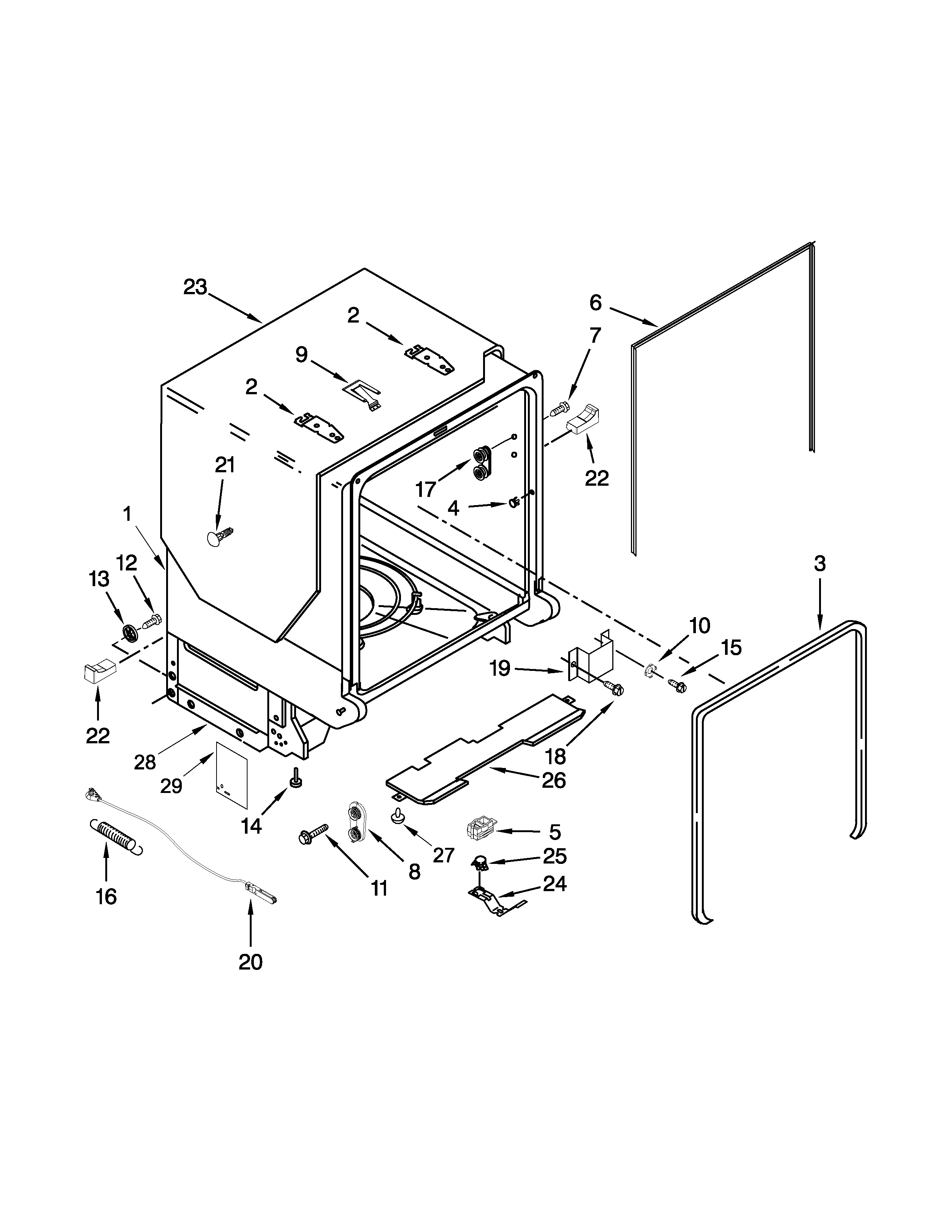 TUB AND FRAME PARTS