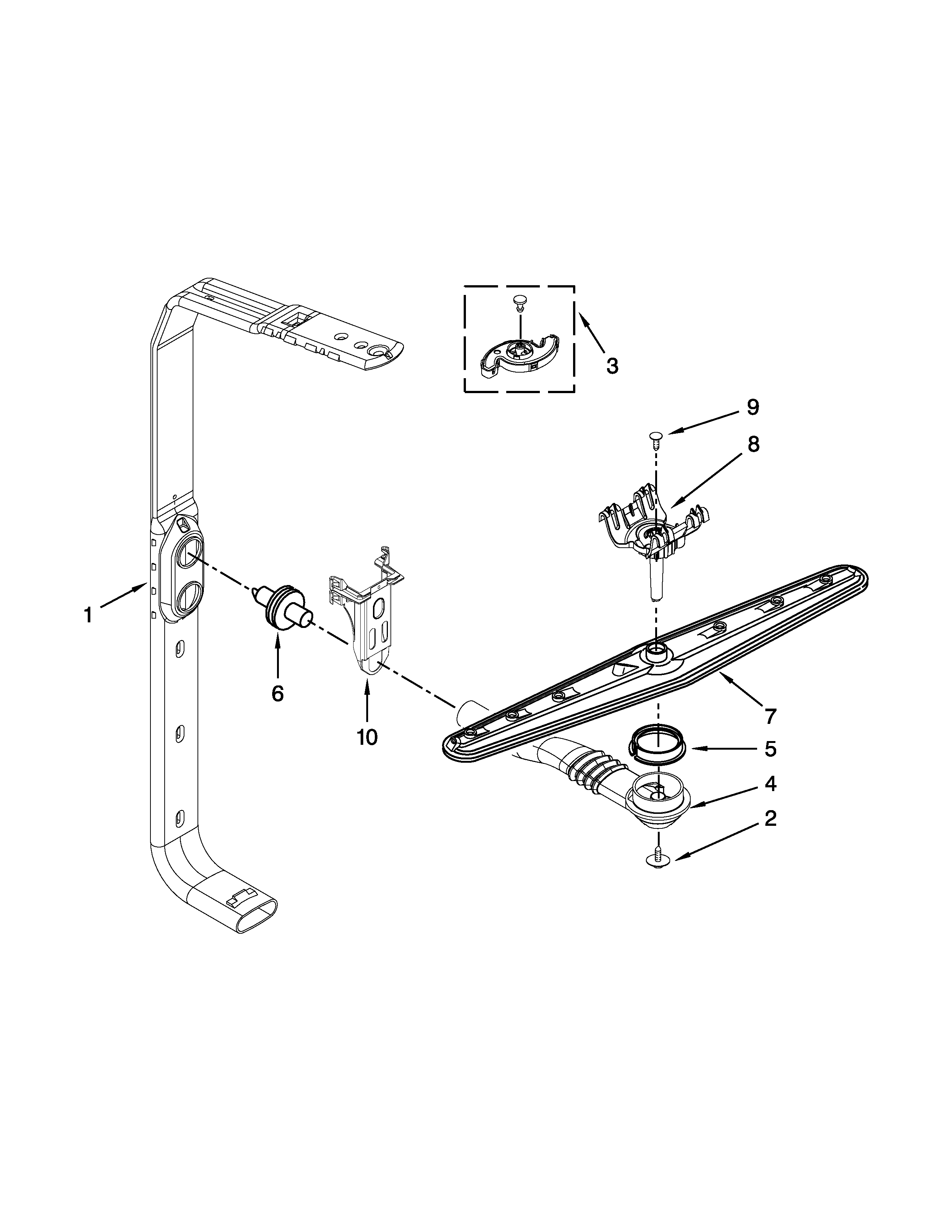 Upper wash and rinse parts