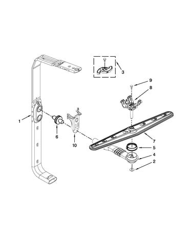 Upper wash and rinse parts