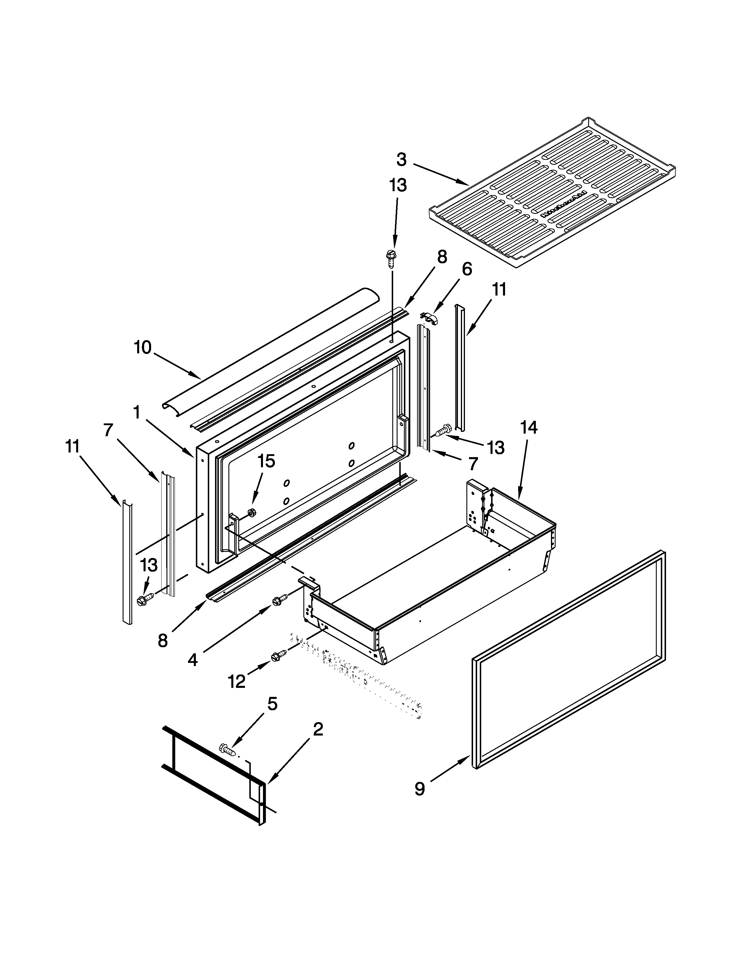 Freezer door and basket parts