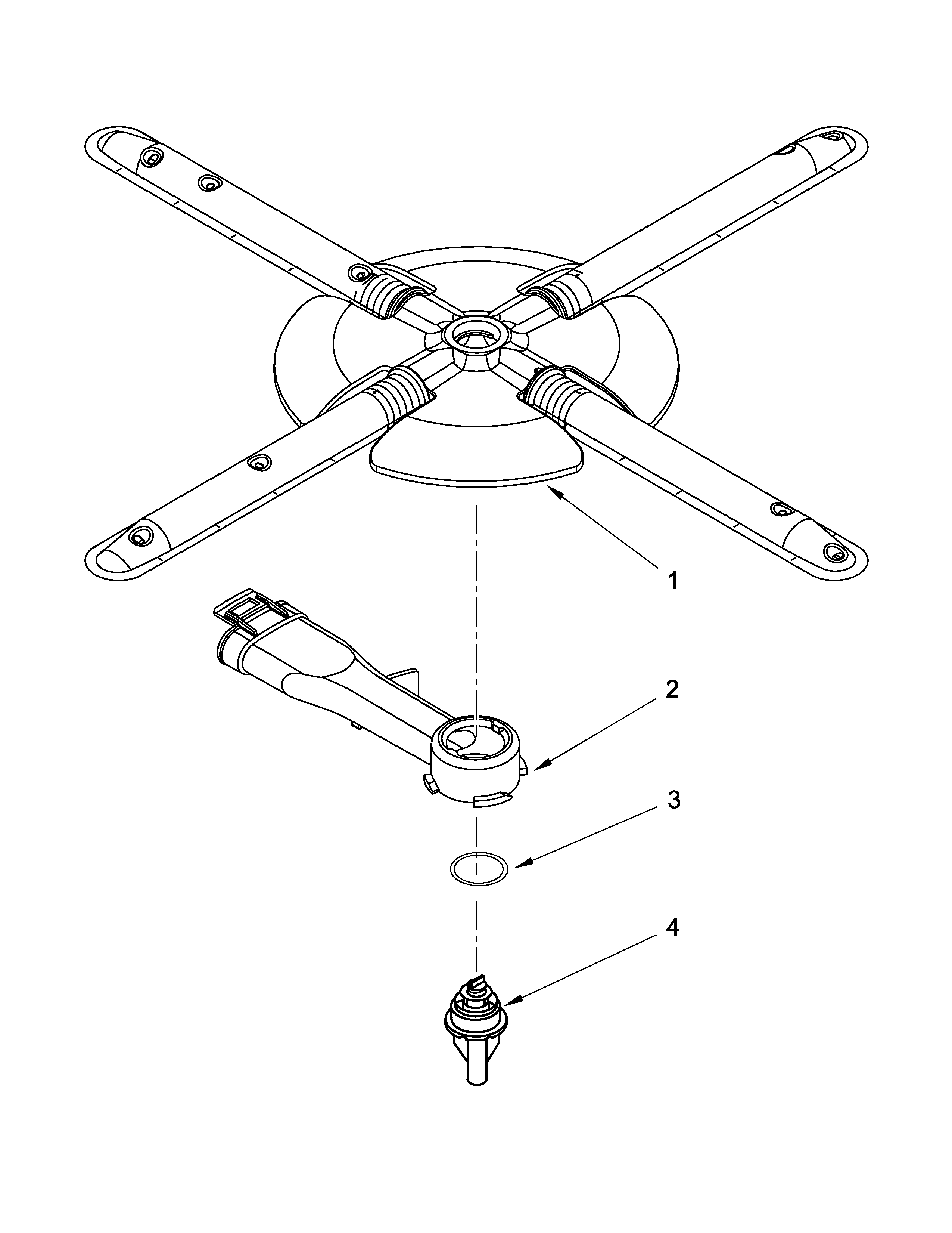 Lower washarm and strainer parts