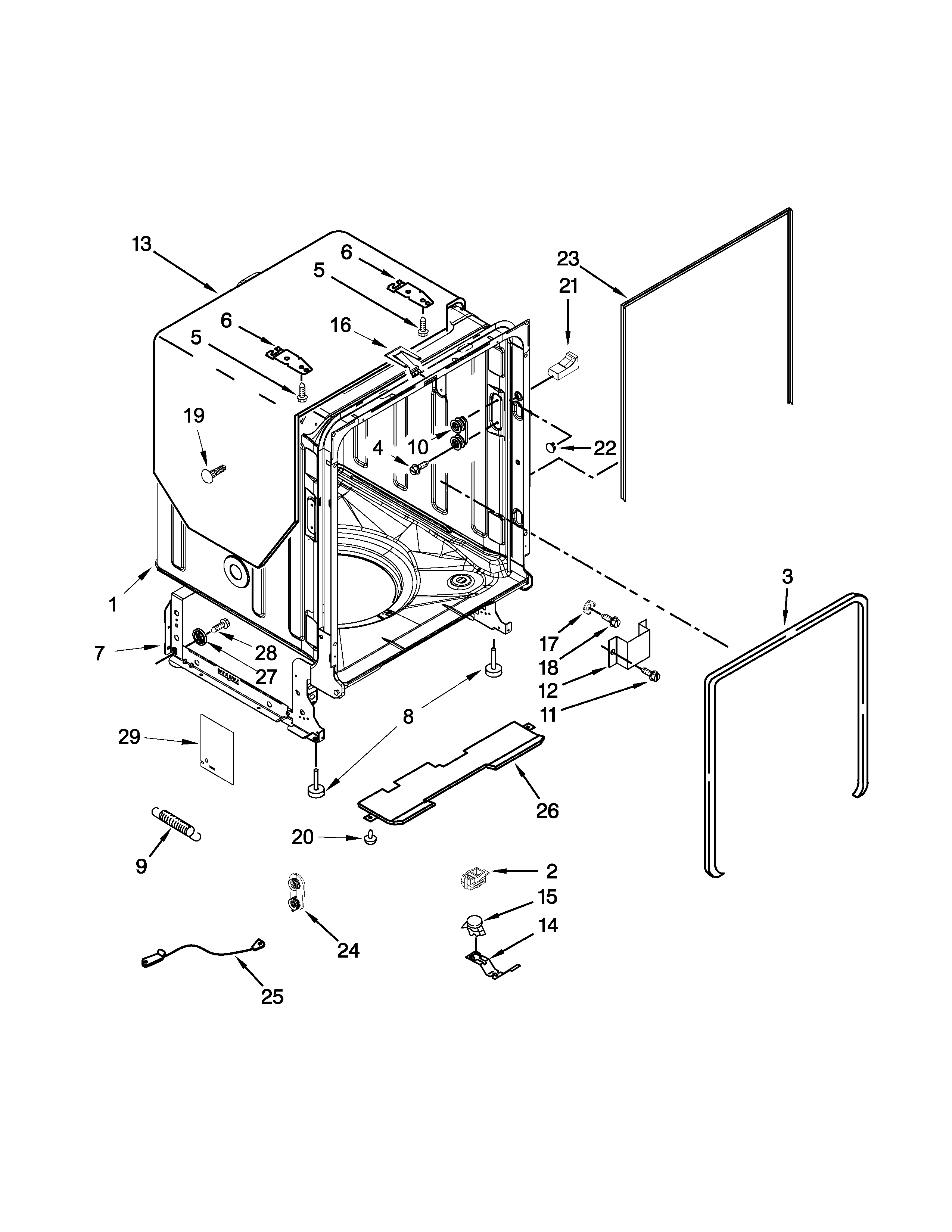 TUB AND FRAME PARTS