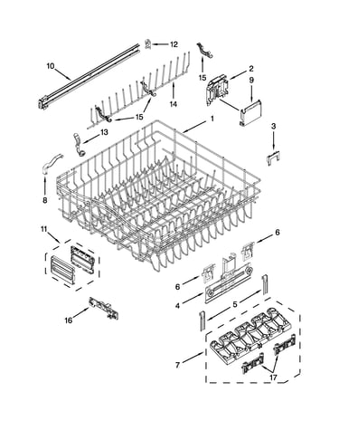 Upper rack and track parts