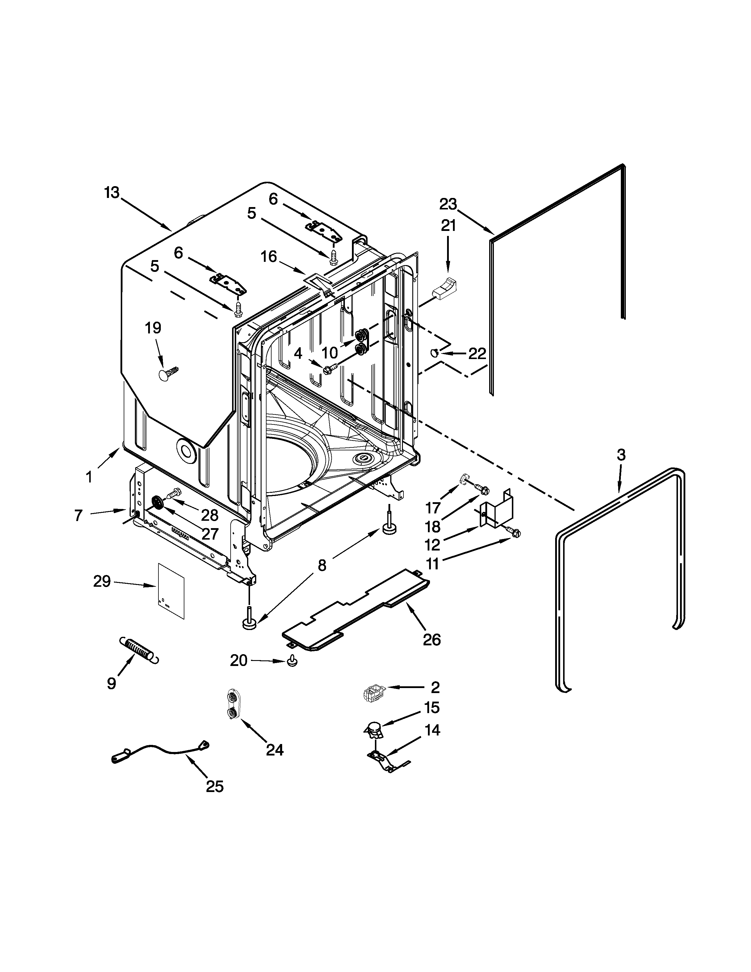 TUB AND FRAME PARTS