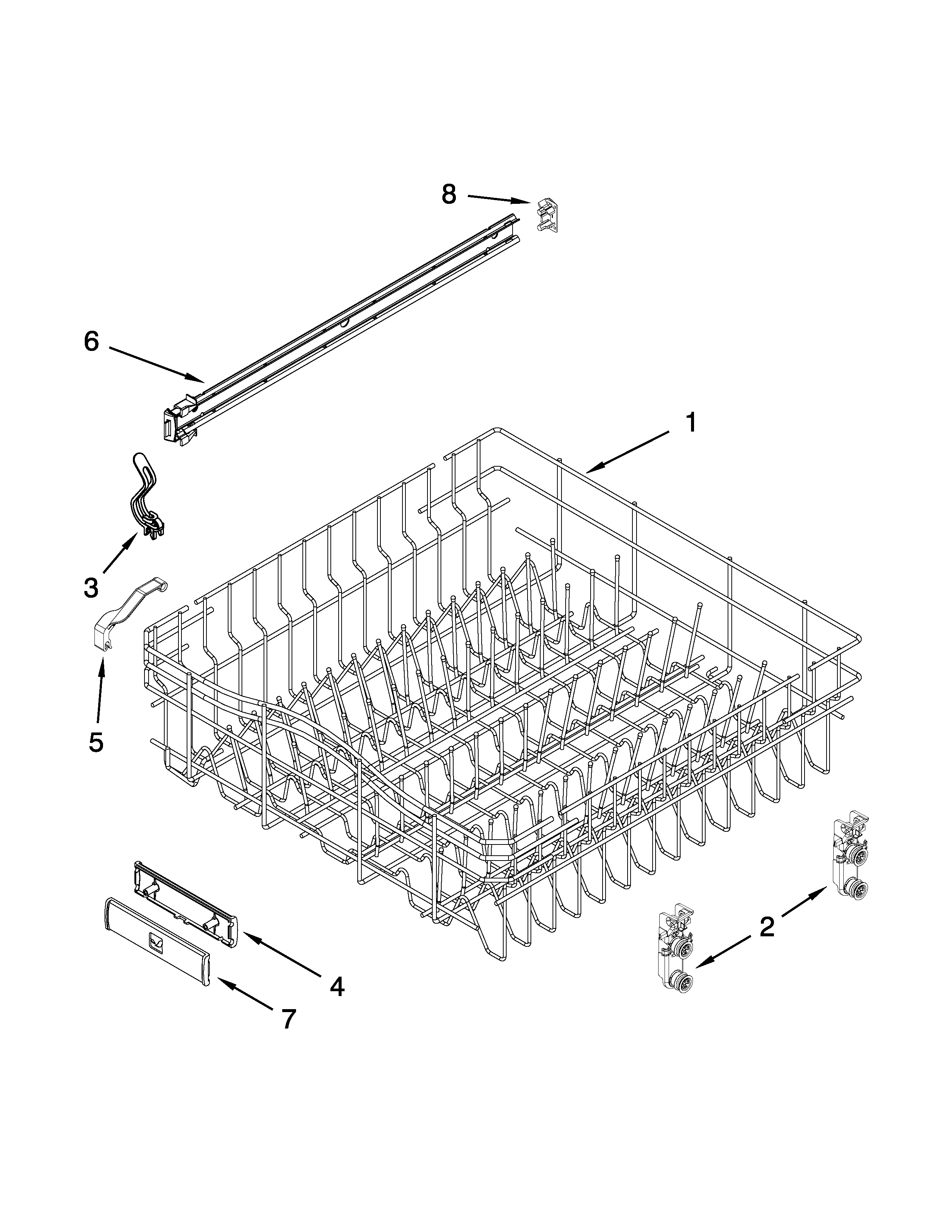 Upper rack and track parts
