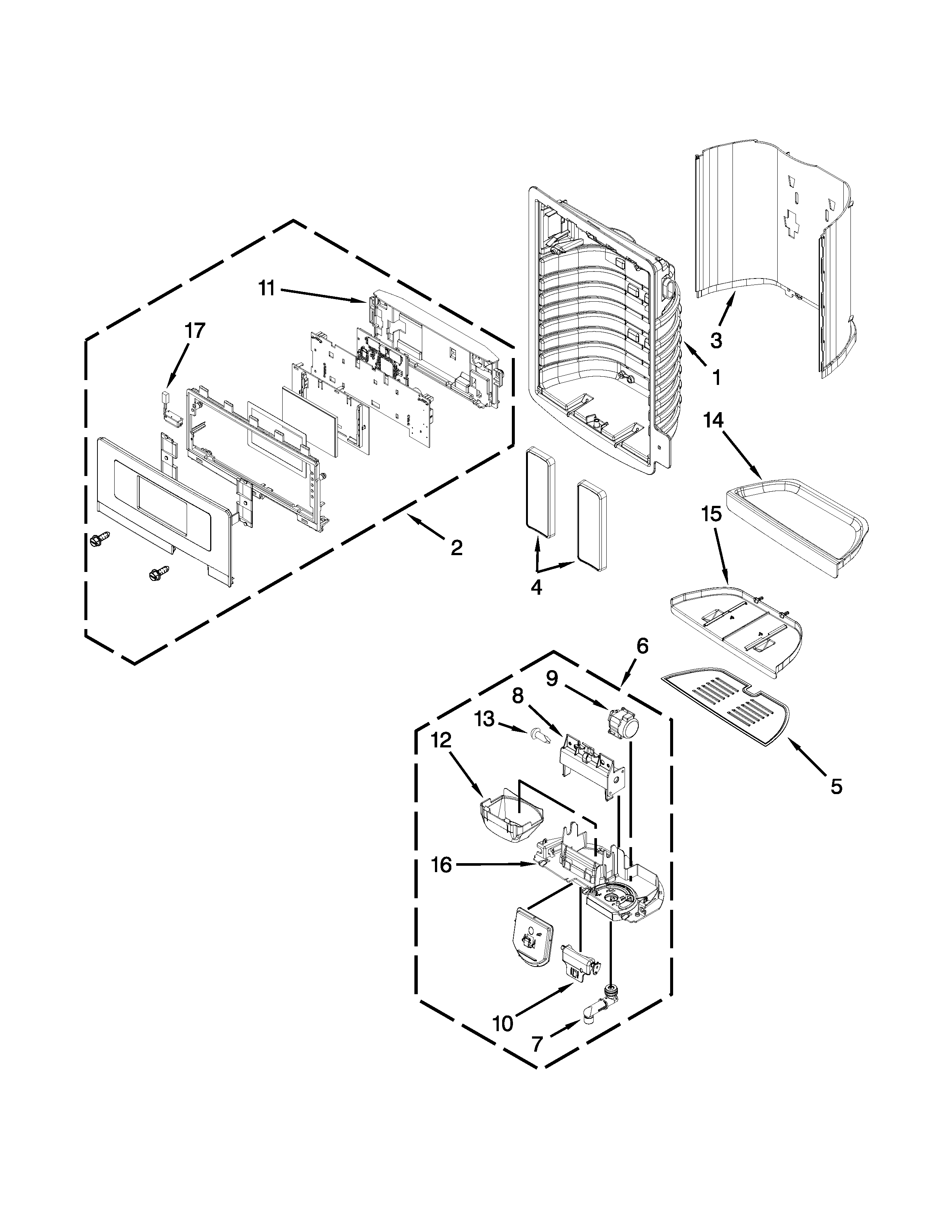 Dispenser front parts