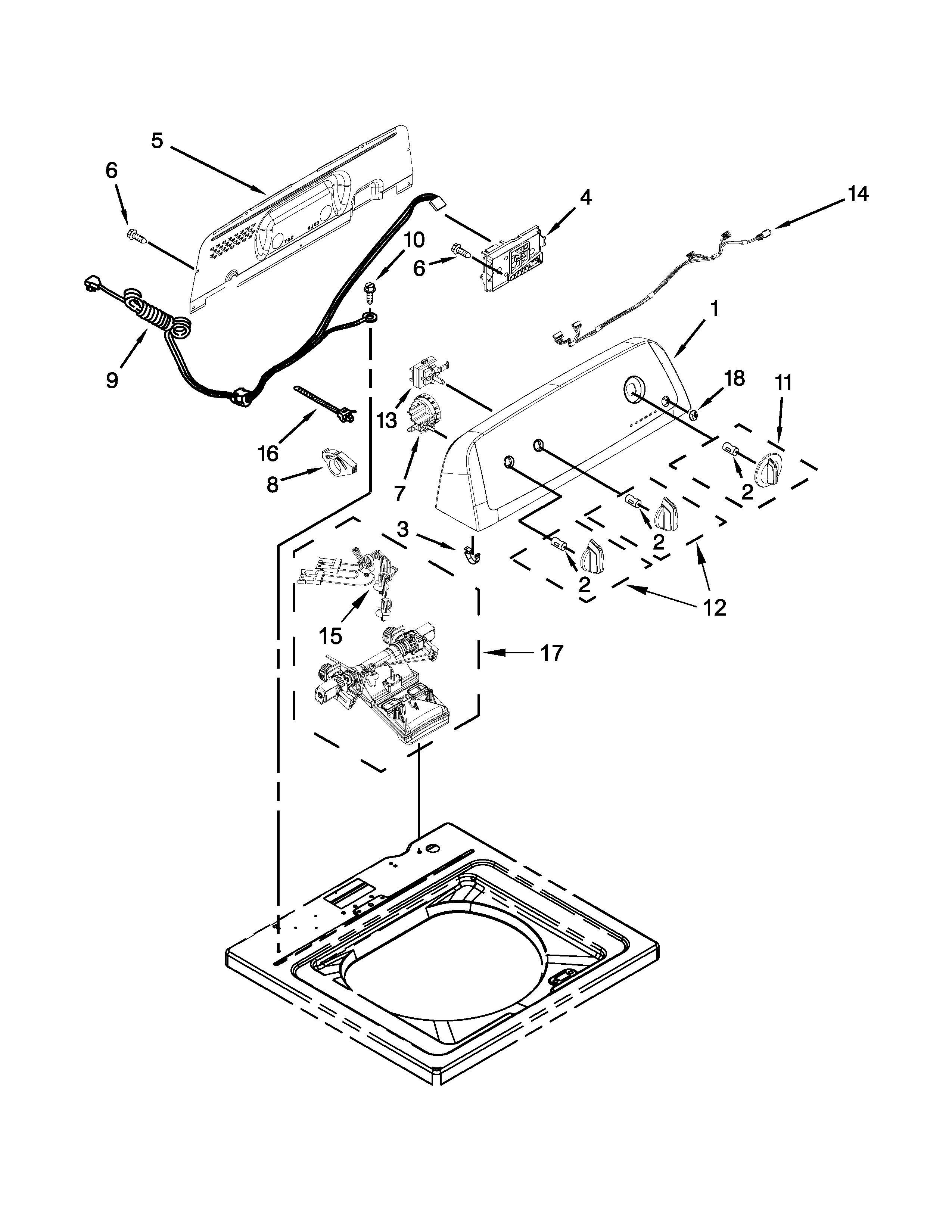 Controls and water inlet parts