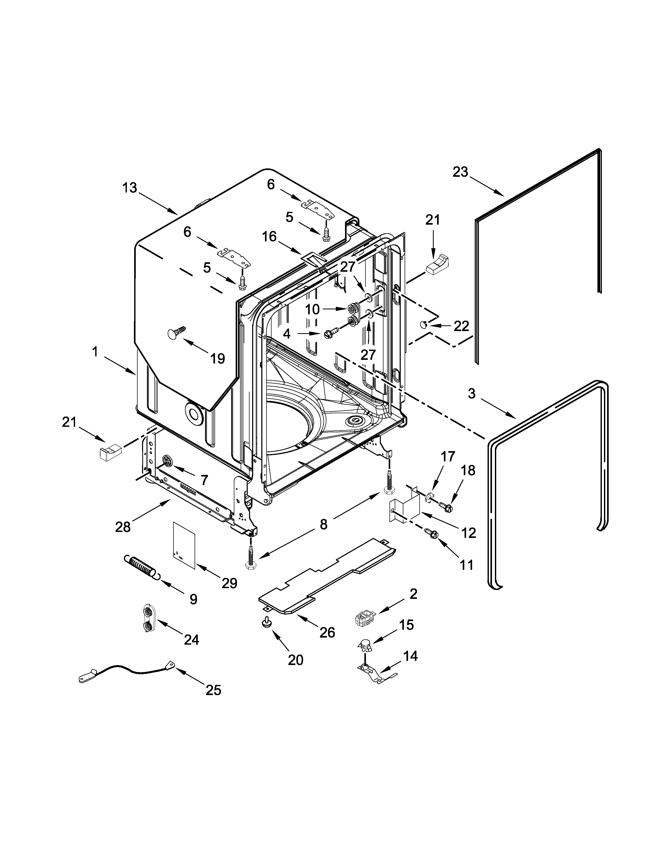Tub and frame parts