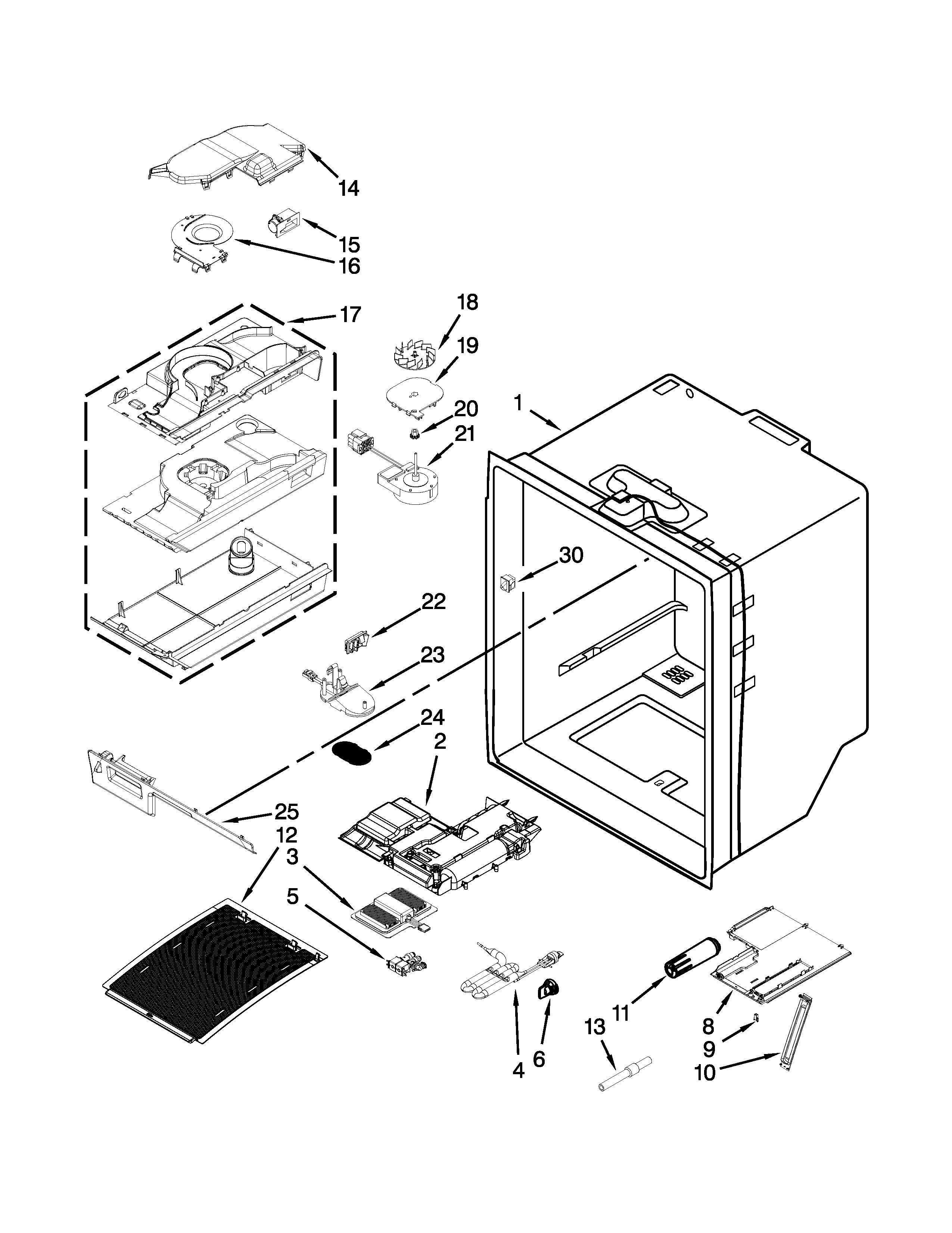 Refrigerator liner parts