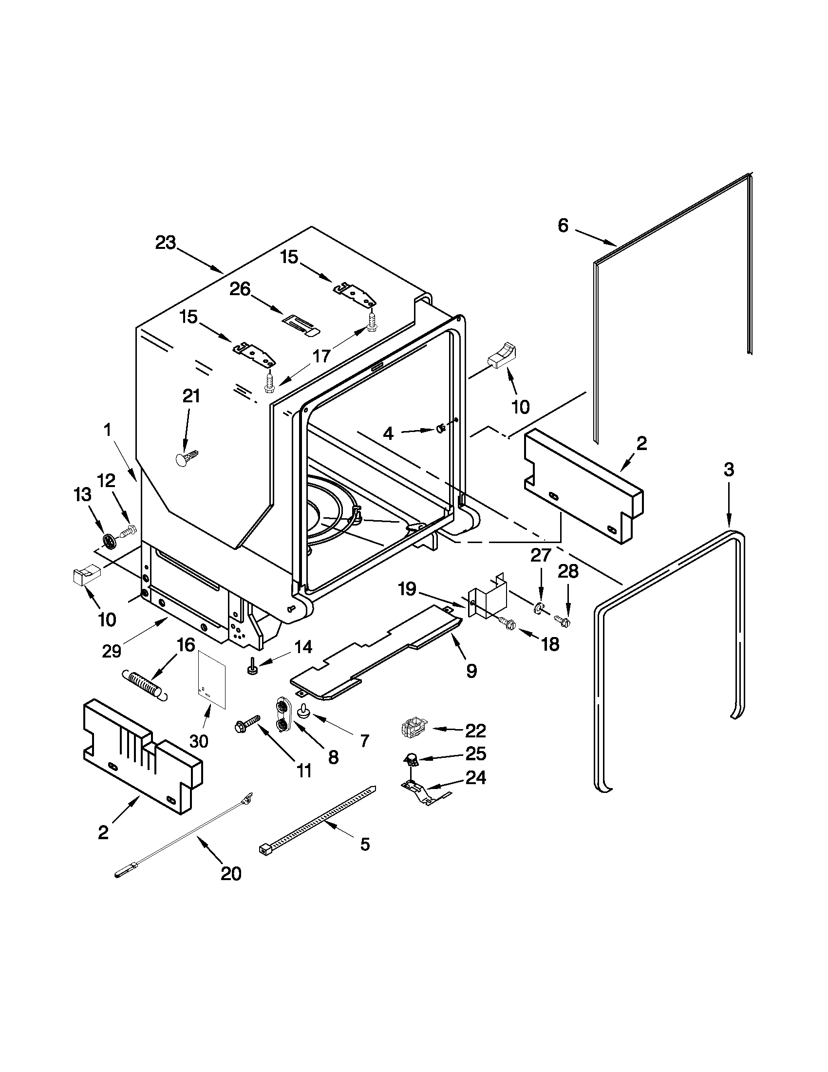 TUB AND FRAME PARTS