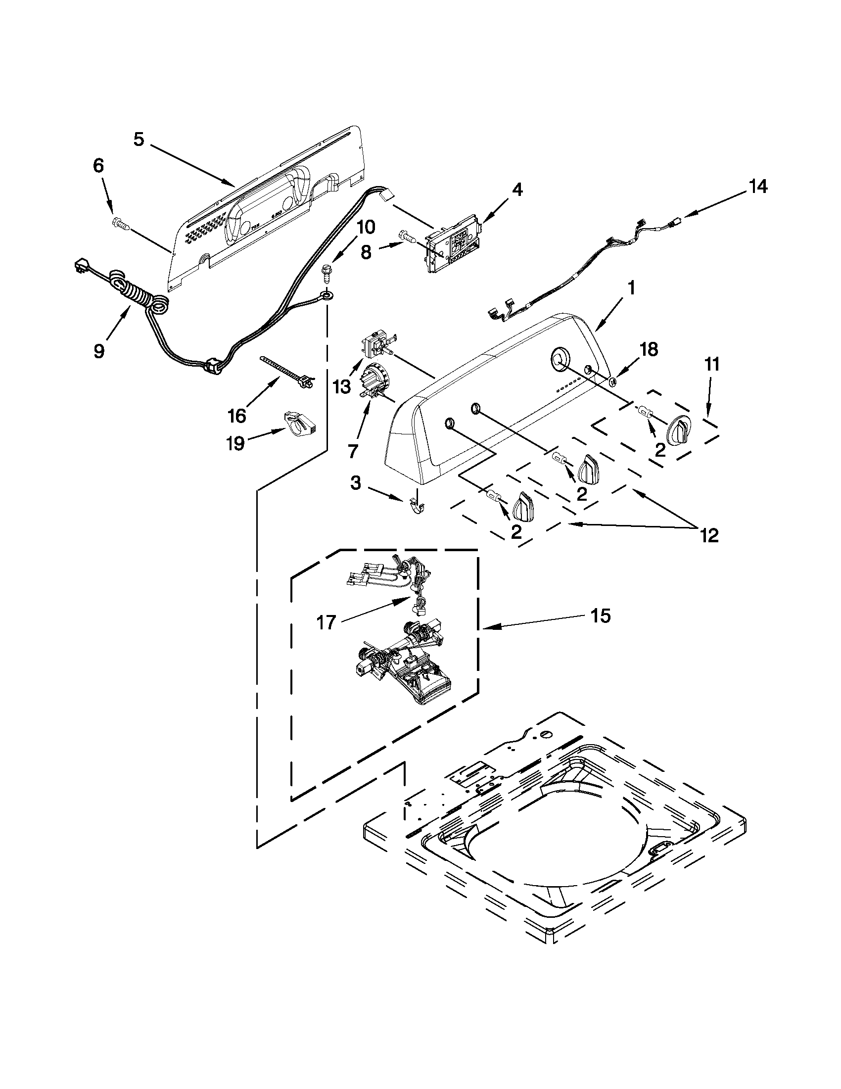 Controls and water inlet parts