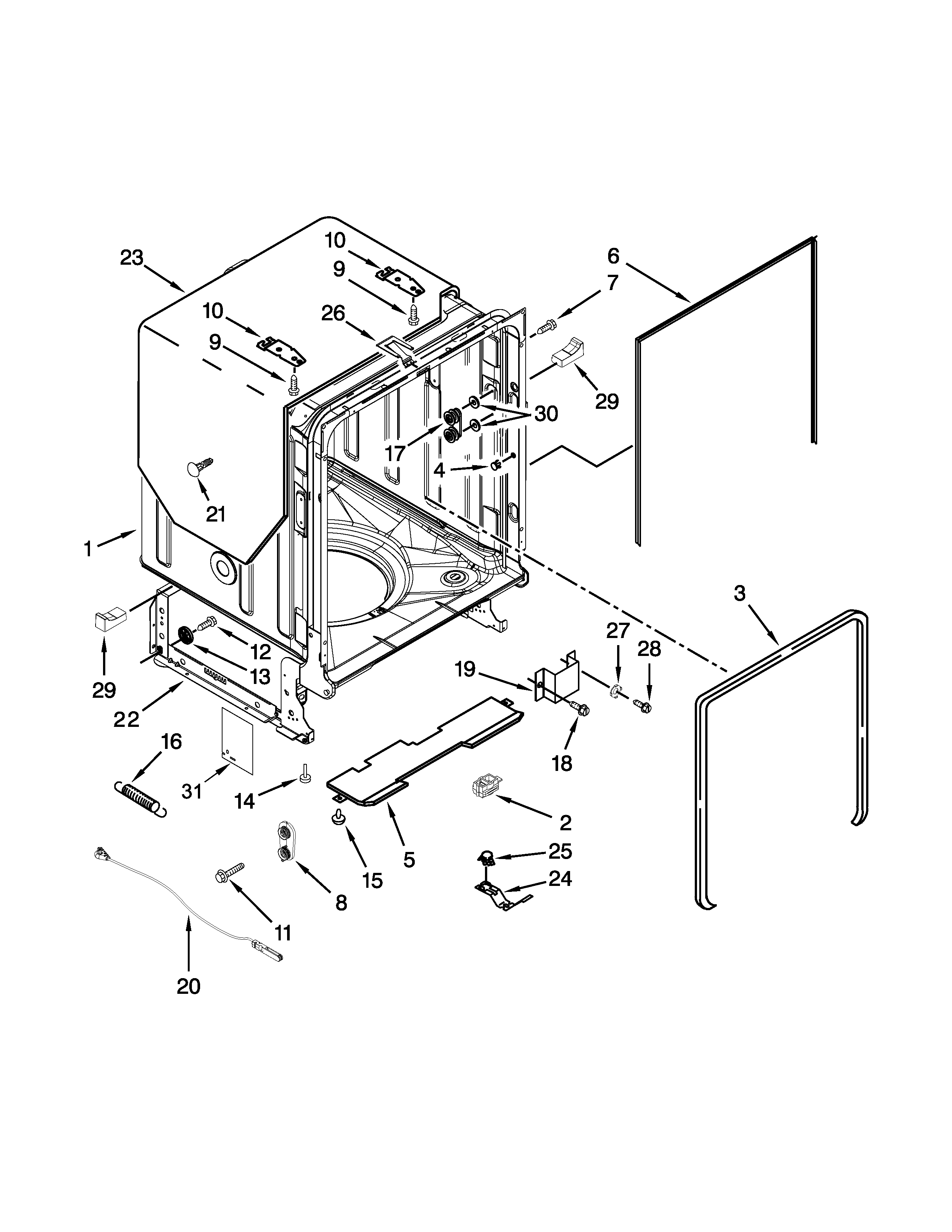 Tub and frame parts