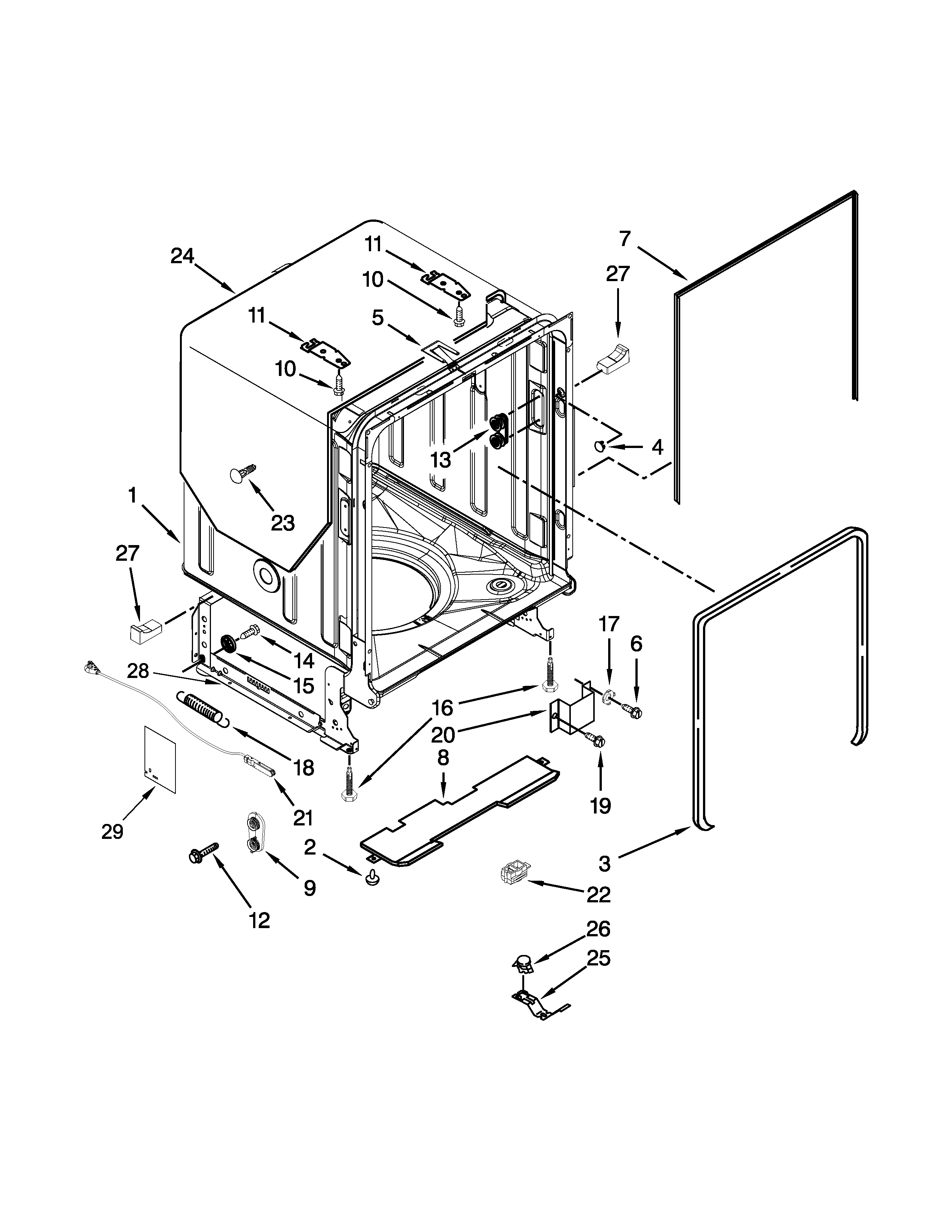 Tub and frame parts