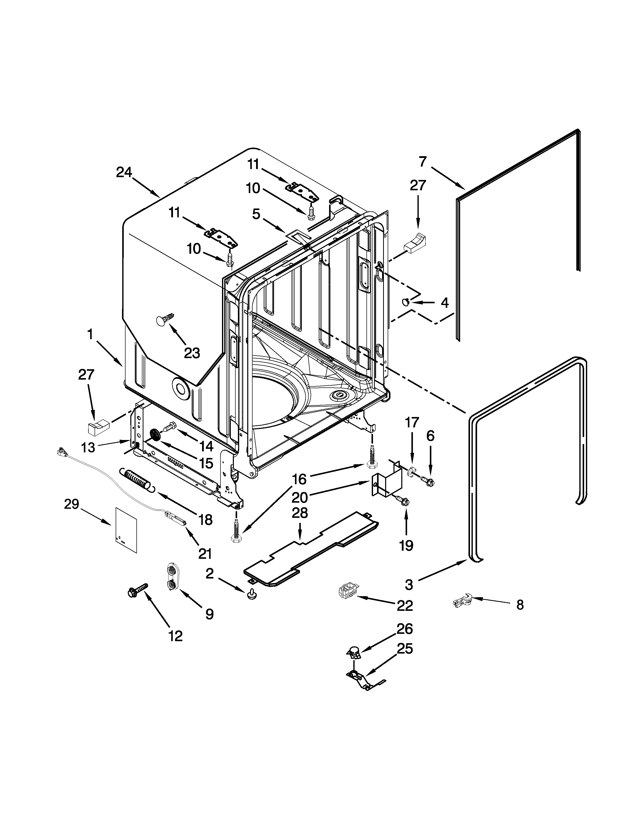 TUB AND FRAME PARTS