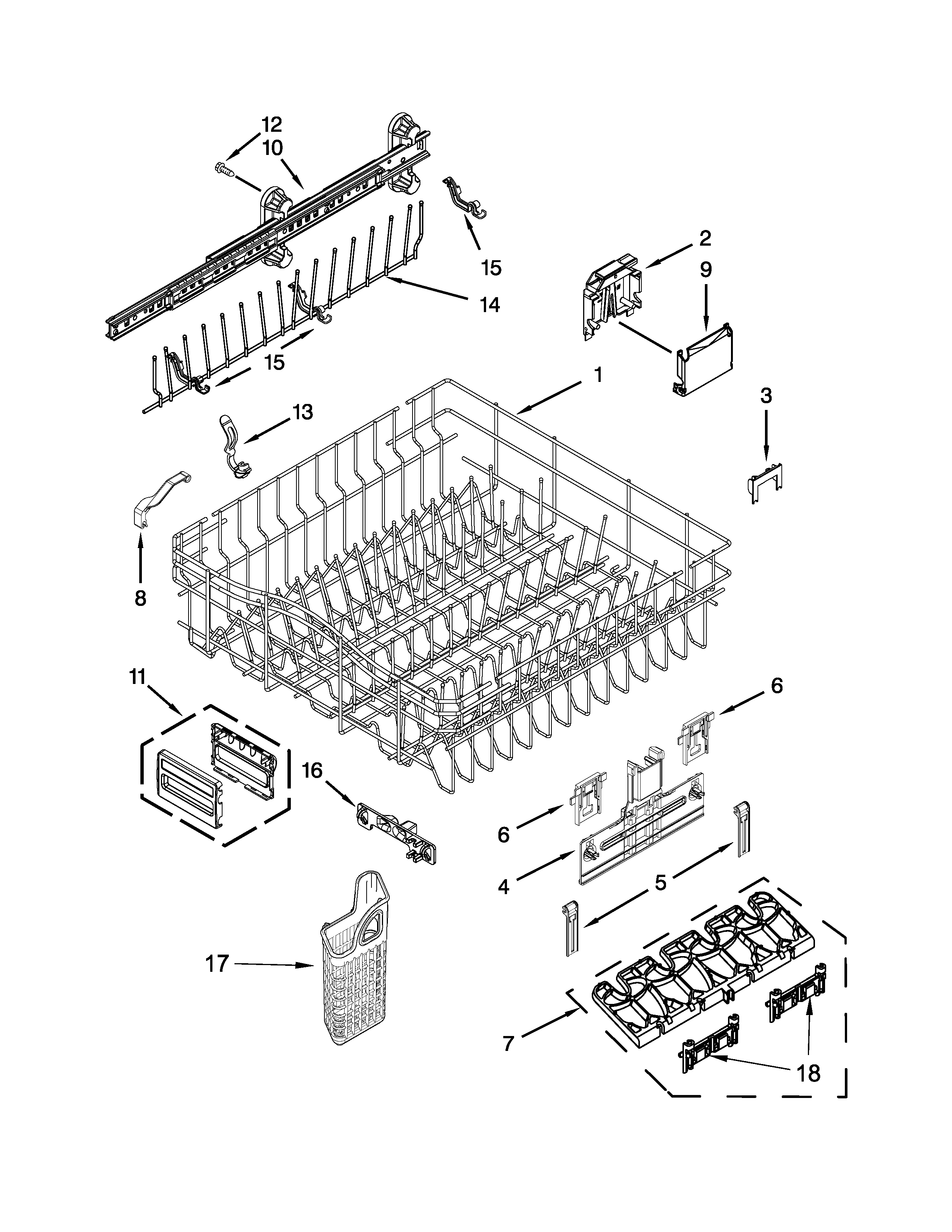 UPPER RACK AND TRACK PARTS