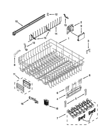Upper rack and track parts