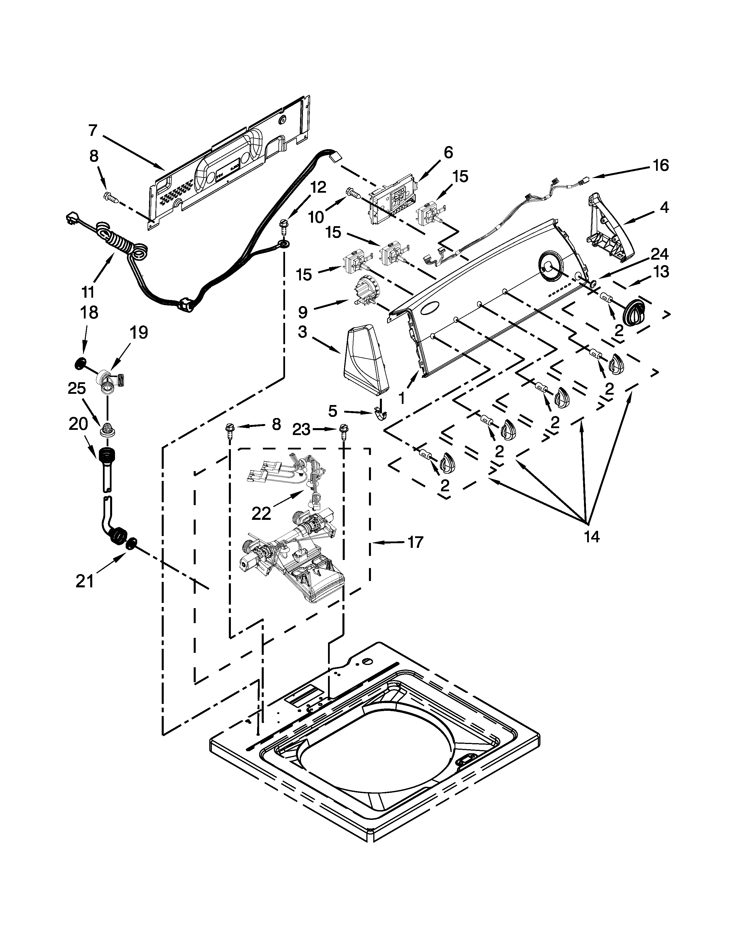 Controls and water inlet parts