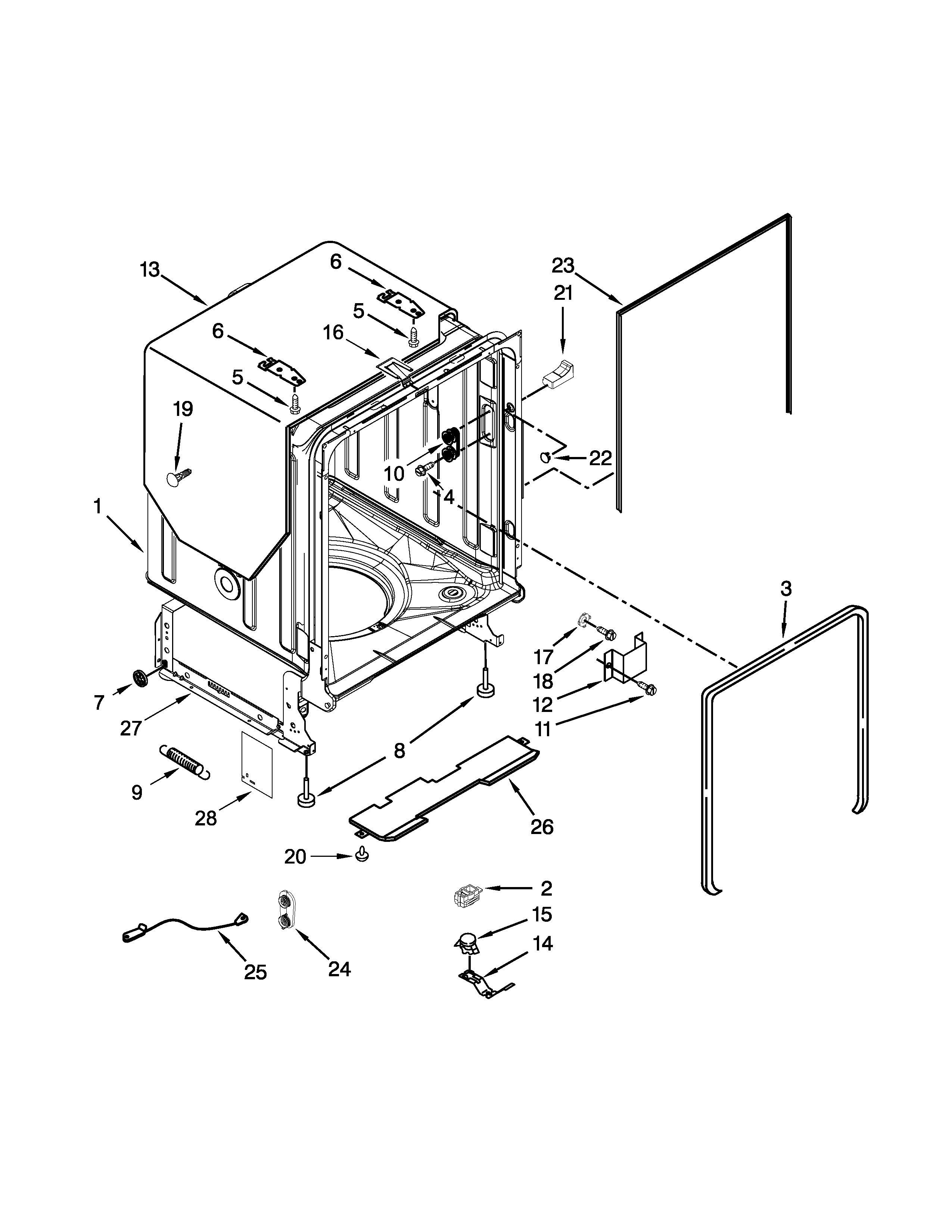 TUB AND FRAME PARTS