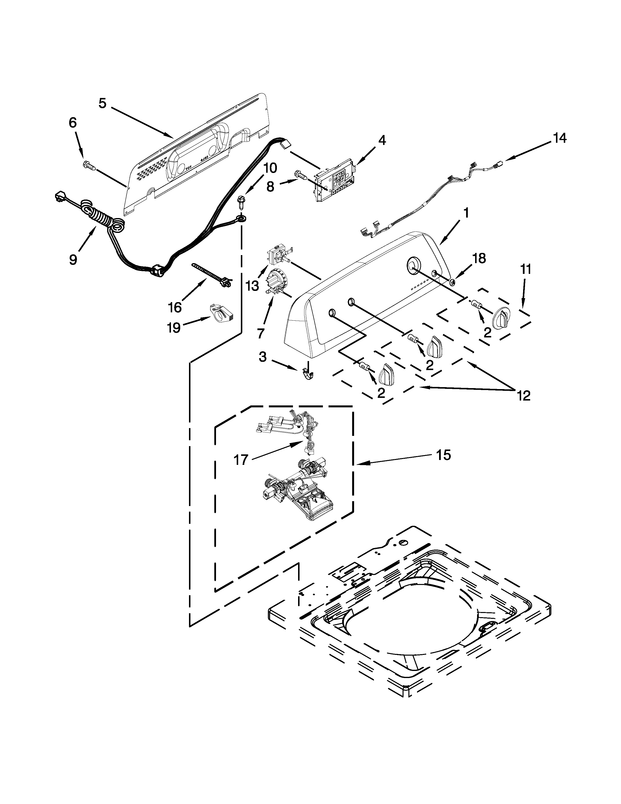 Controls and water inlet parts