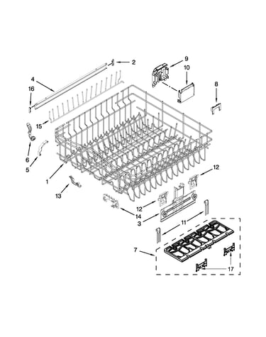 Upper rack and track parts