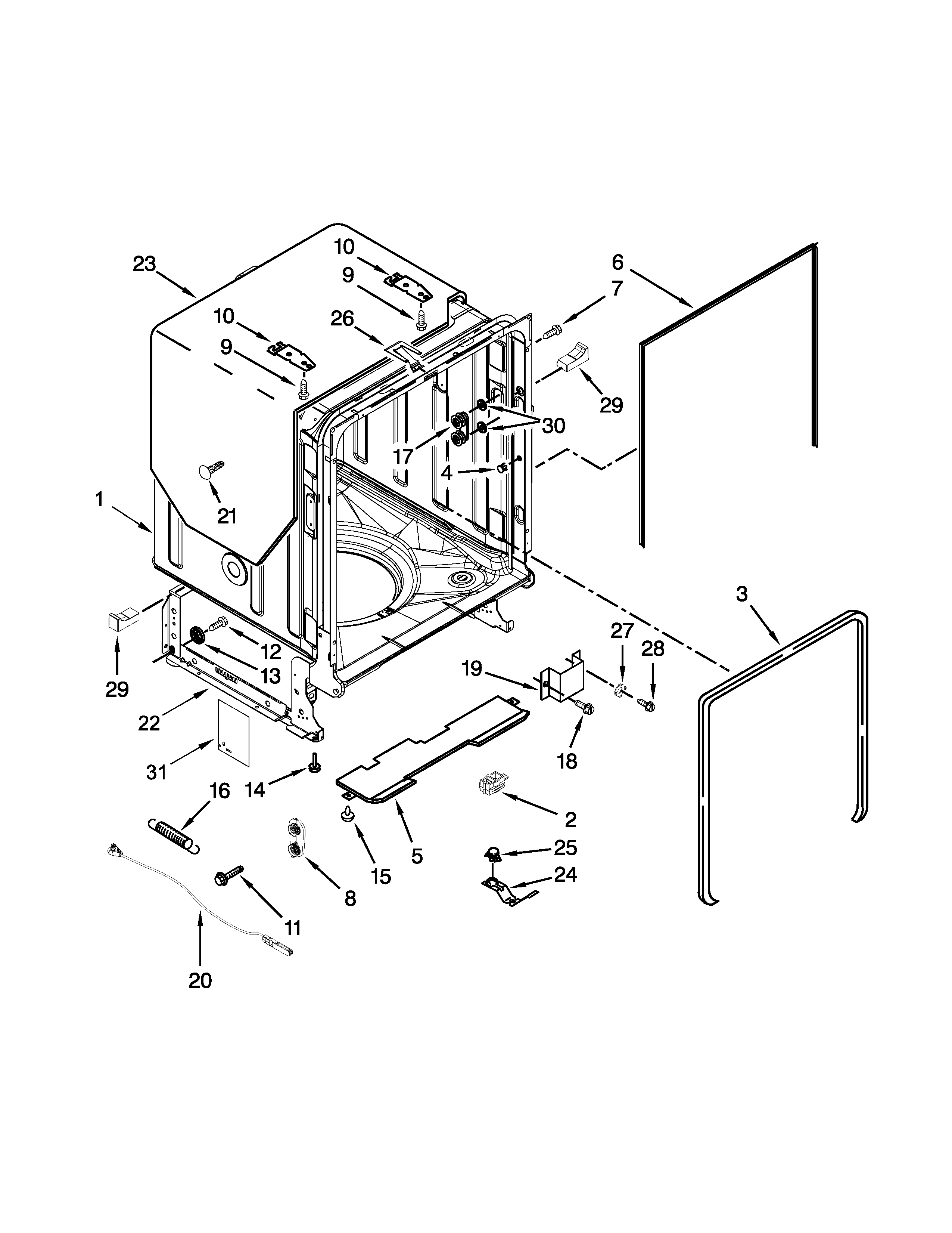 TUB AND FRAME PARTS