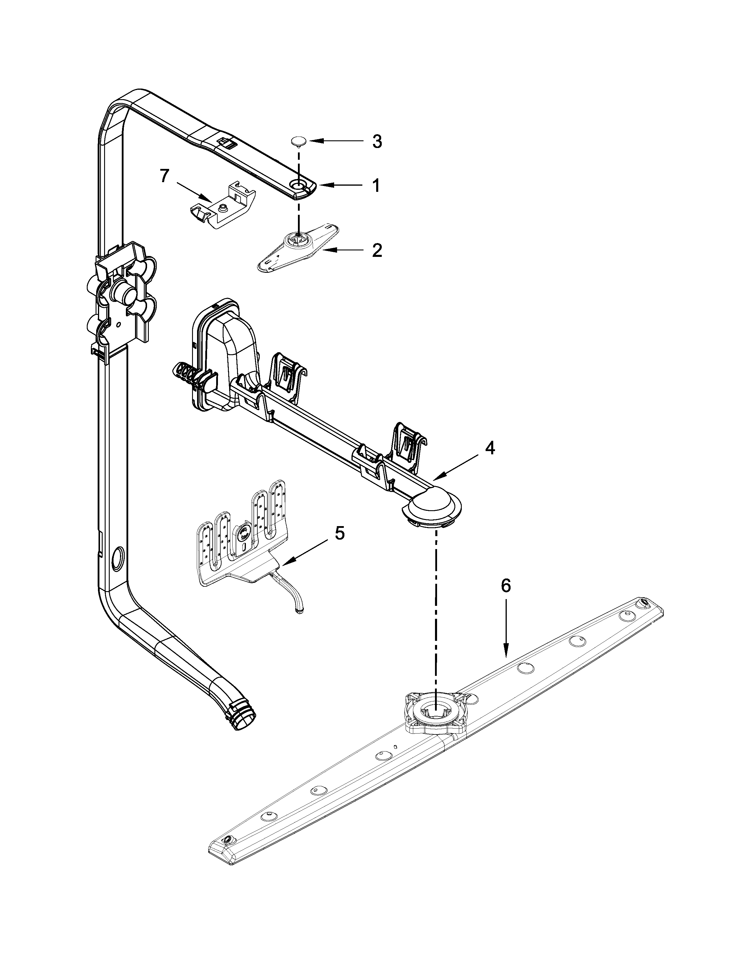 Upper wash and rinse parts