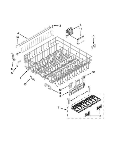 Upper rack and track parts