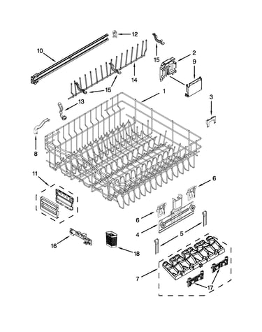 Upper rack and track parts