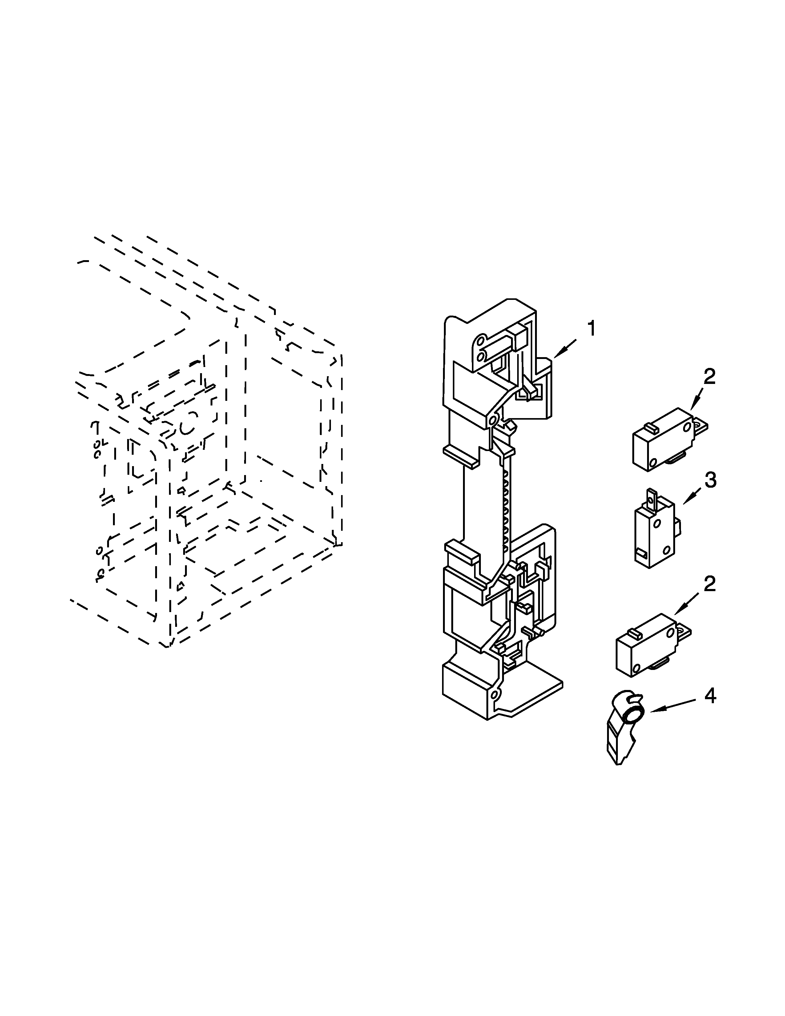 Microwave latch board parts