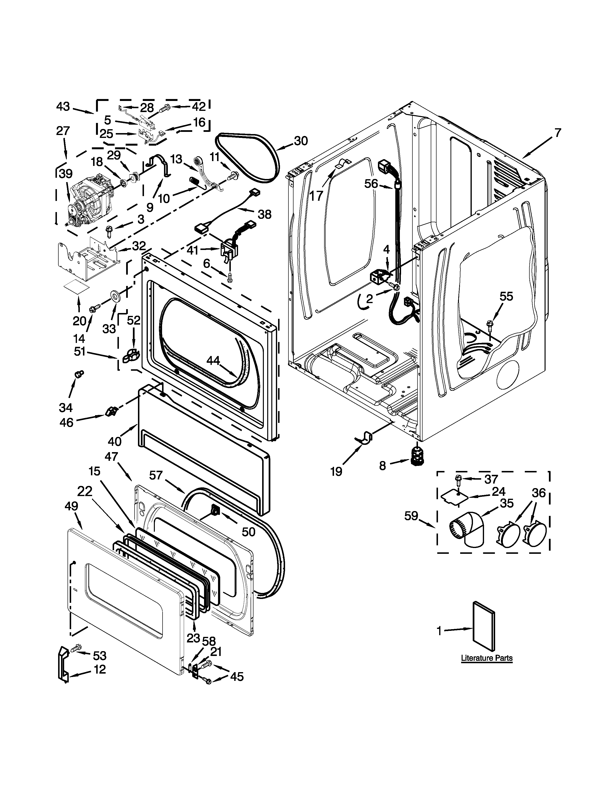 Lower cabinet & front panel parts