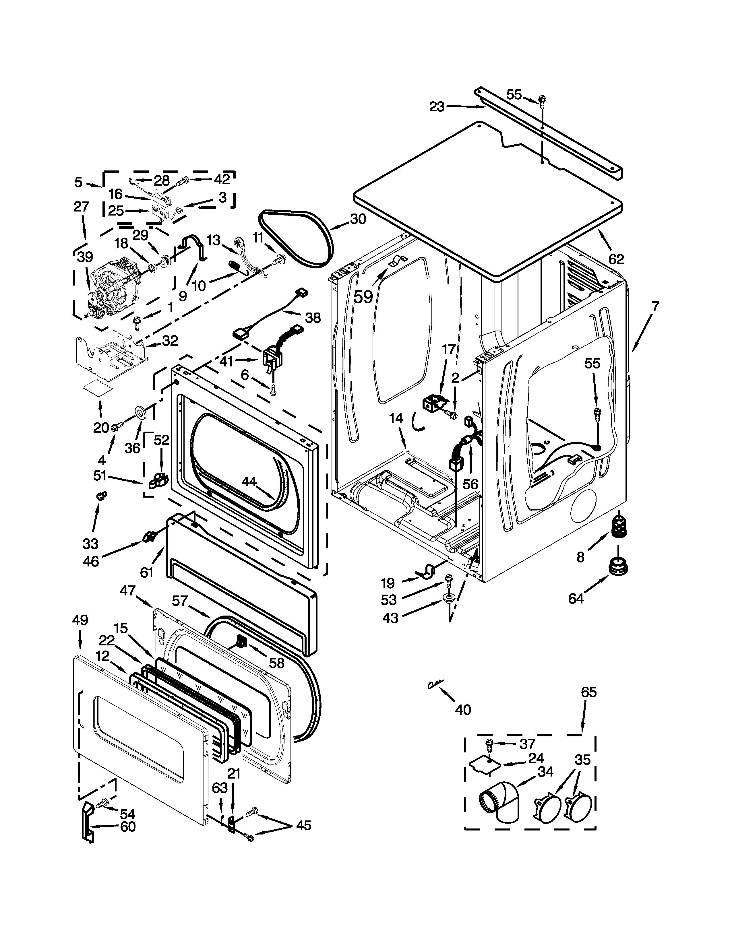 Upper cabinet & front panel parts