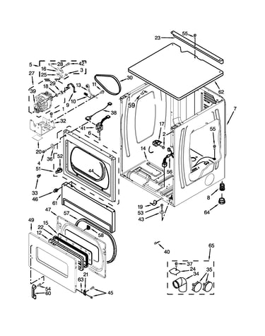 Upper cabinet & front panel parts