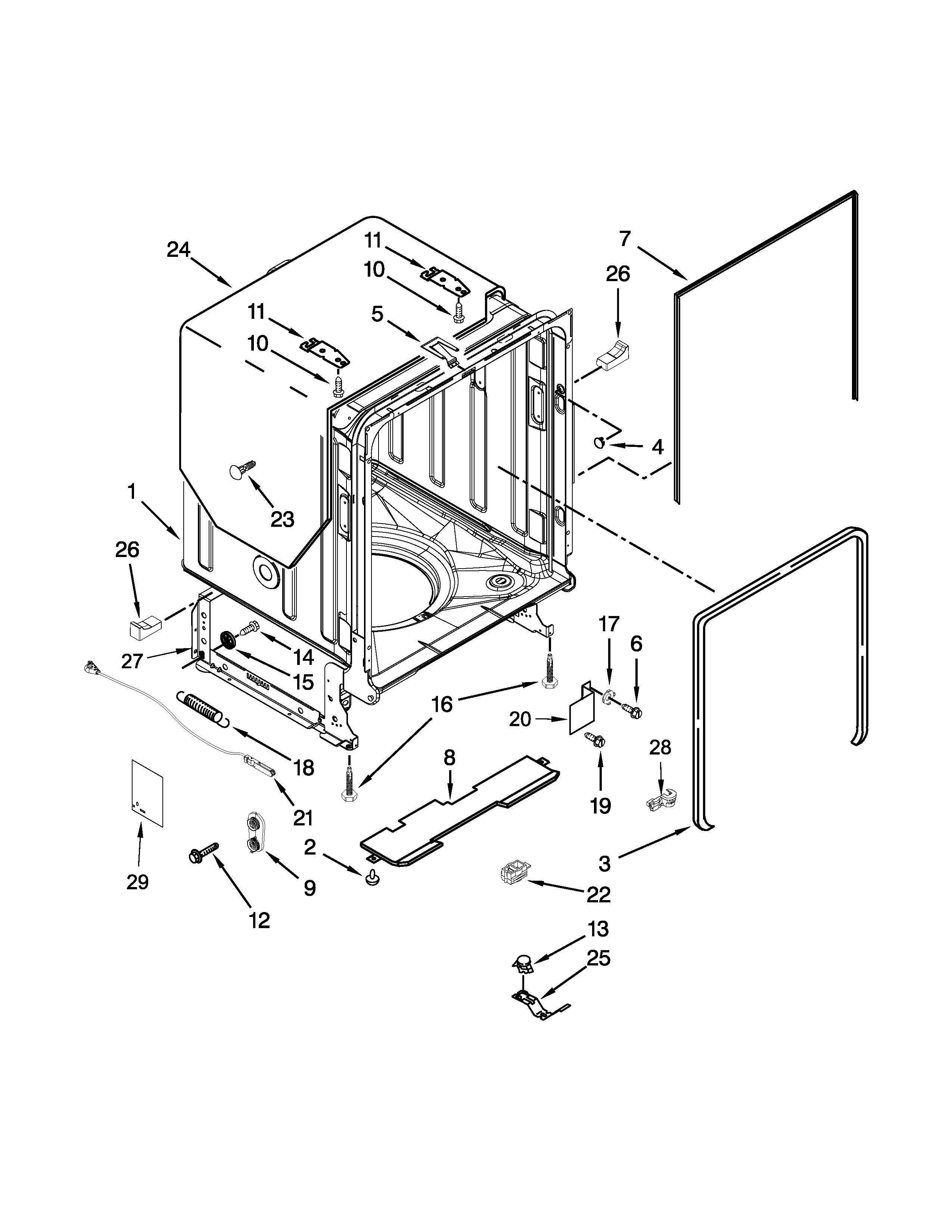TUB AND FRAME PARTS