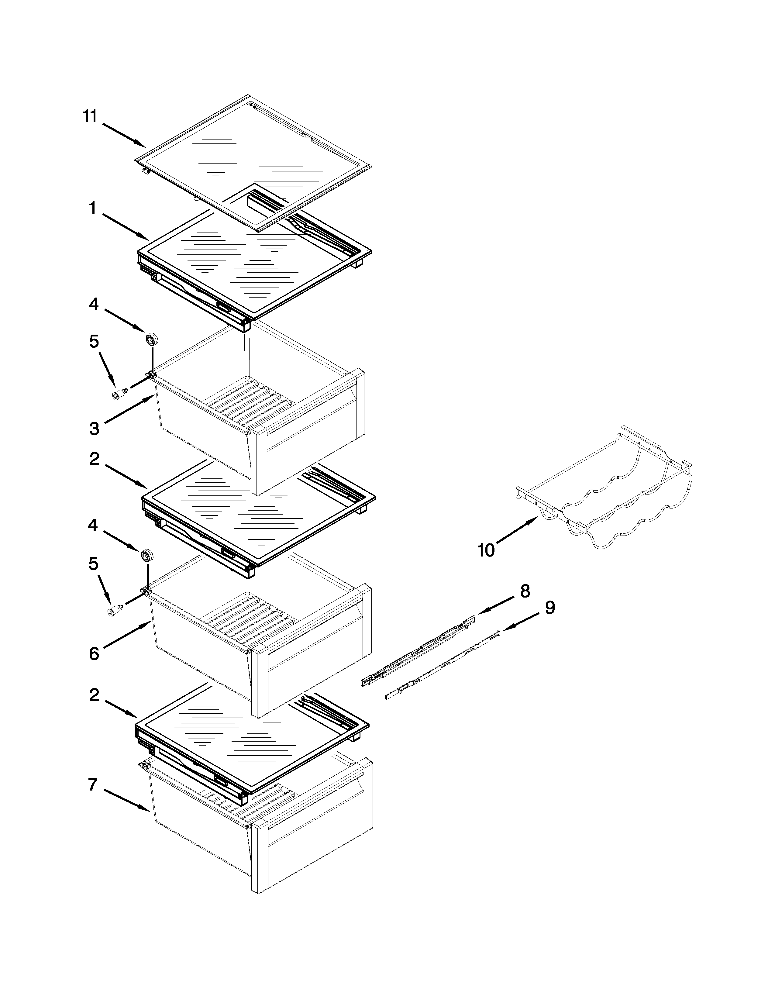 Refrigerator shelf parts