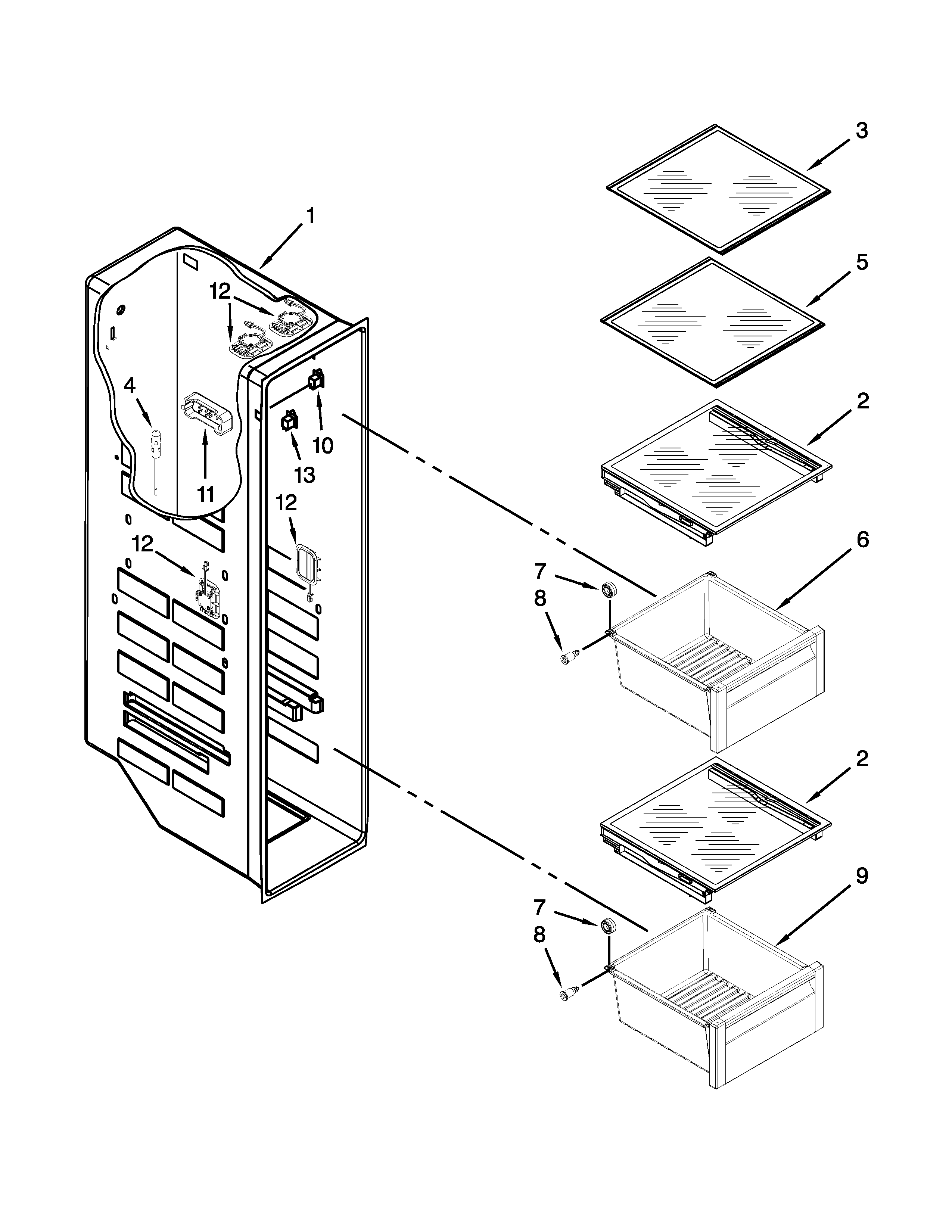 Freezer liner parts
