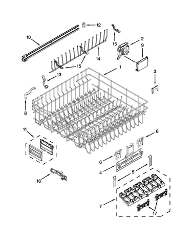 Upper rack and track parts