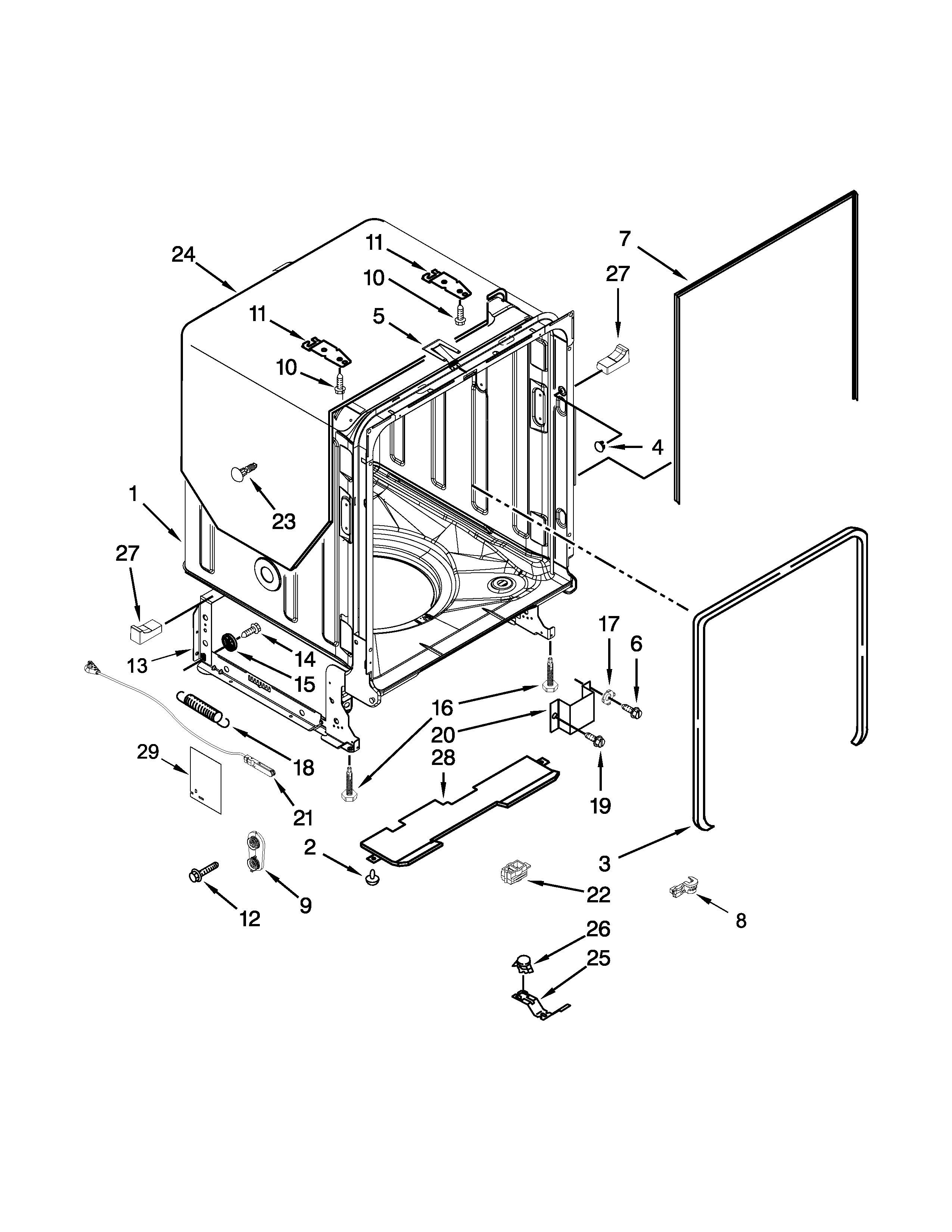Tub and frame parts