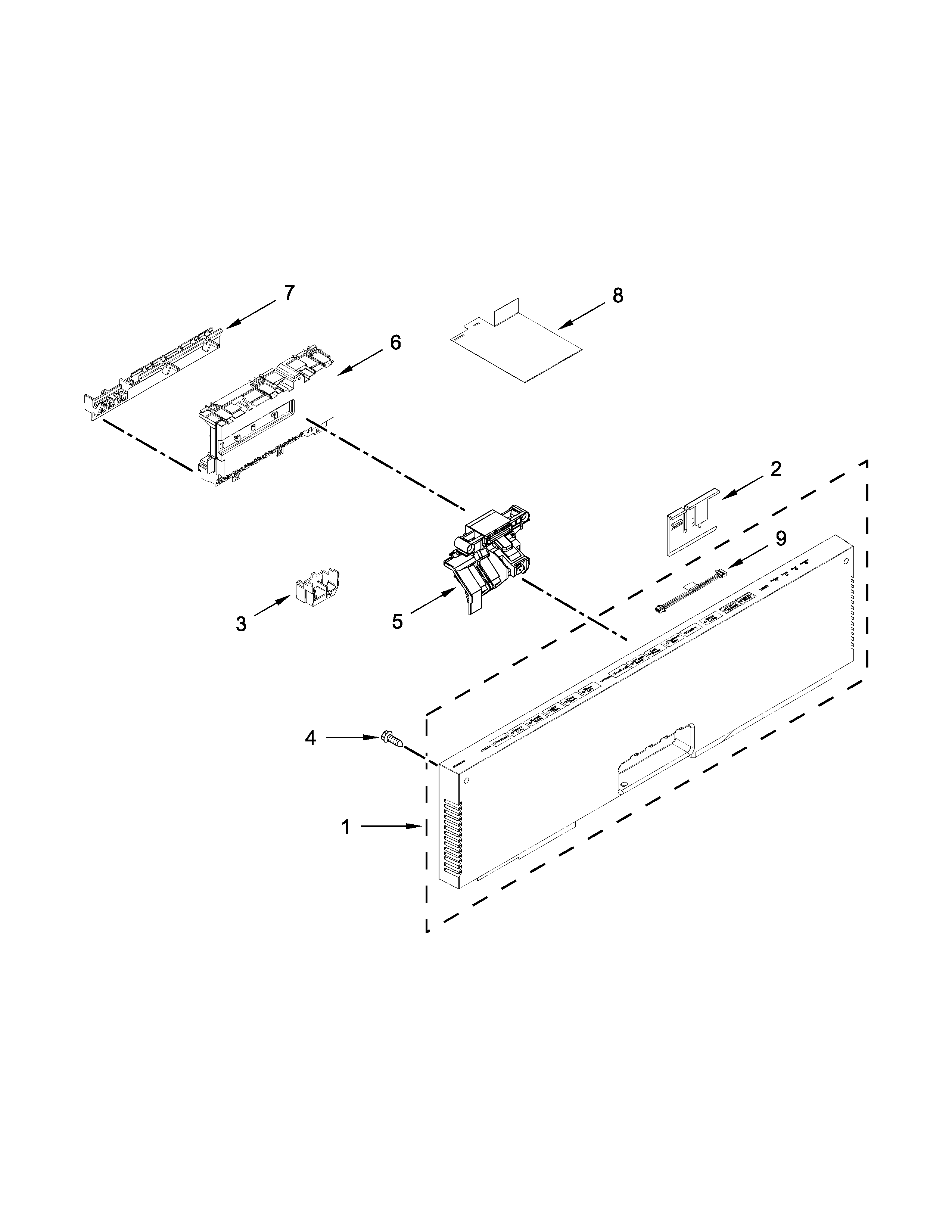 Control panel and latch parts