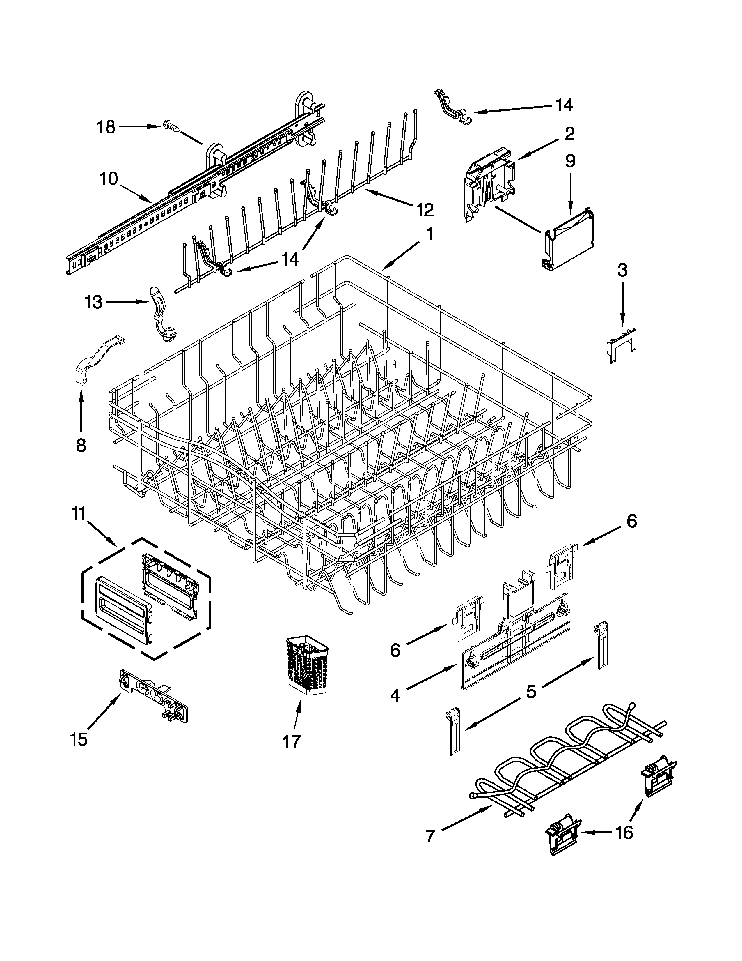 UPPER RACK AND TRACK PARTS