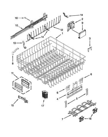 Upper rack and track parts