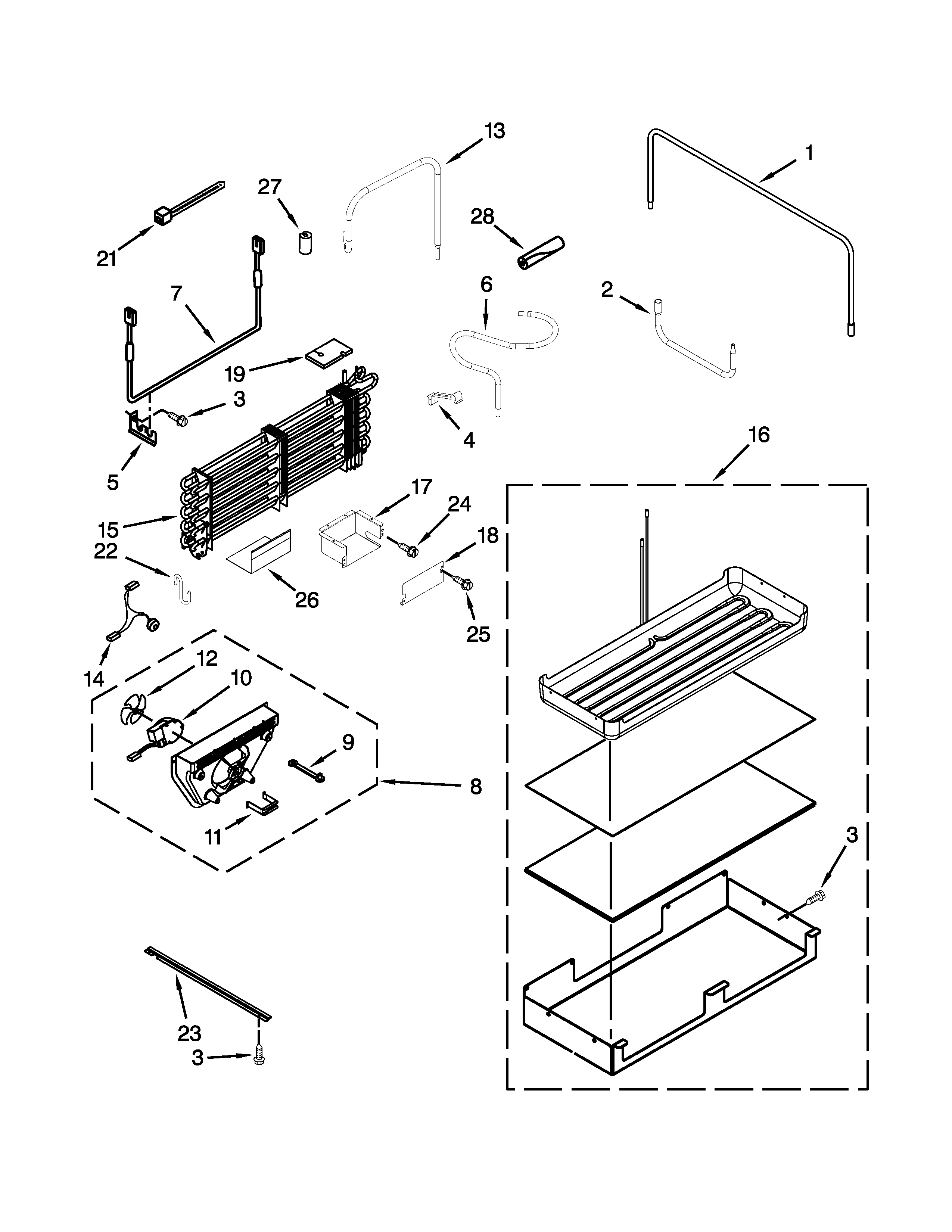 Lower unit and tube parts